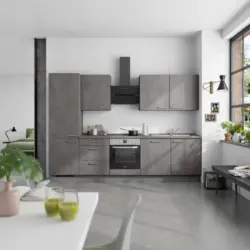 K&uuml;chenleerblock Riva 300 cm in Schieferfarben