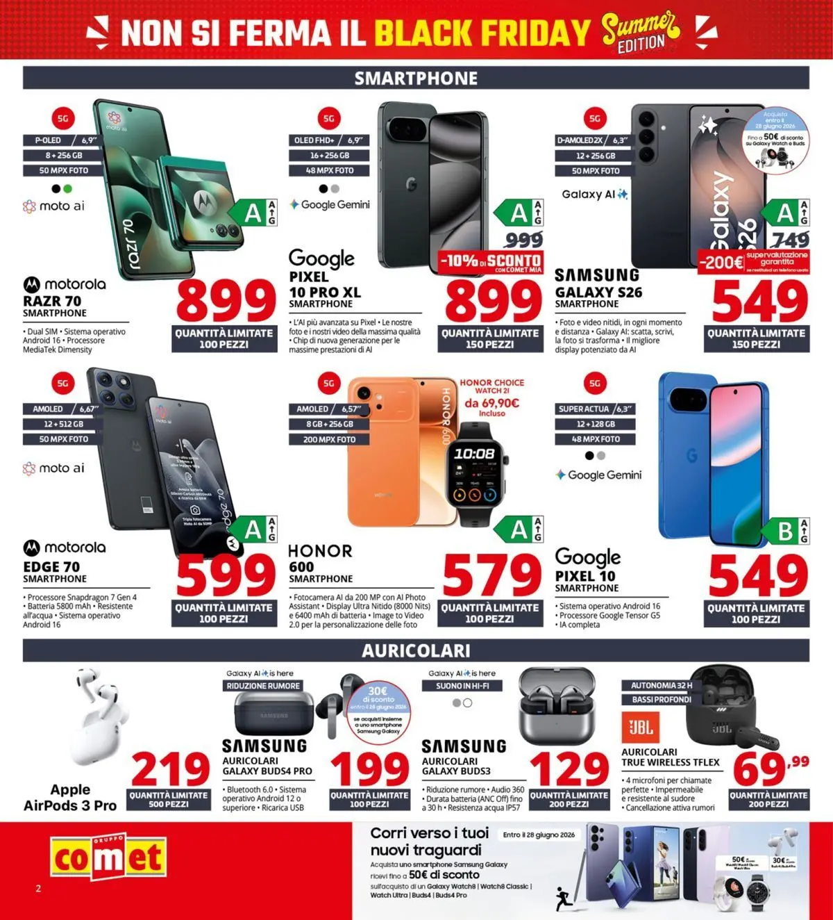 Nuovo Comet - Summer Black Friday dal 18/06/2026 > offerte anteprima 🛍️ | Pagina: 2 | Prodotti: Smartphone samsung, Samsung Galaxy, Airpods, Batteria