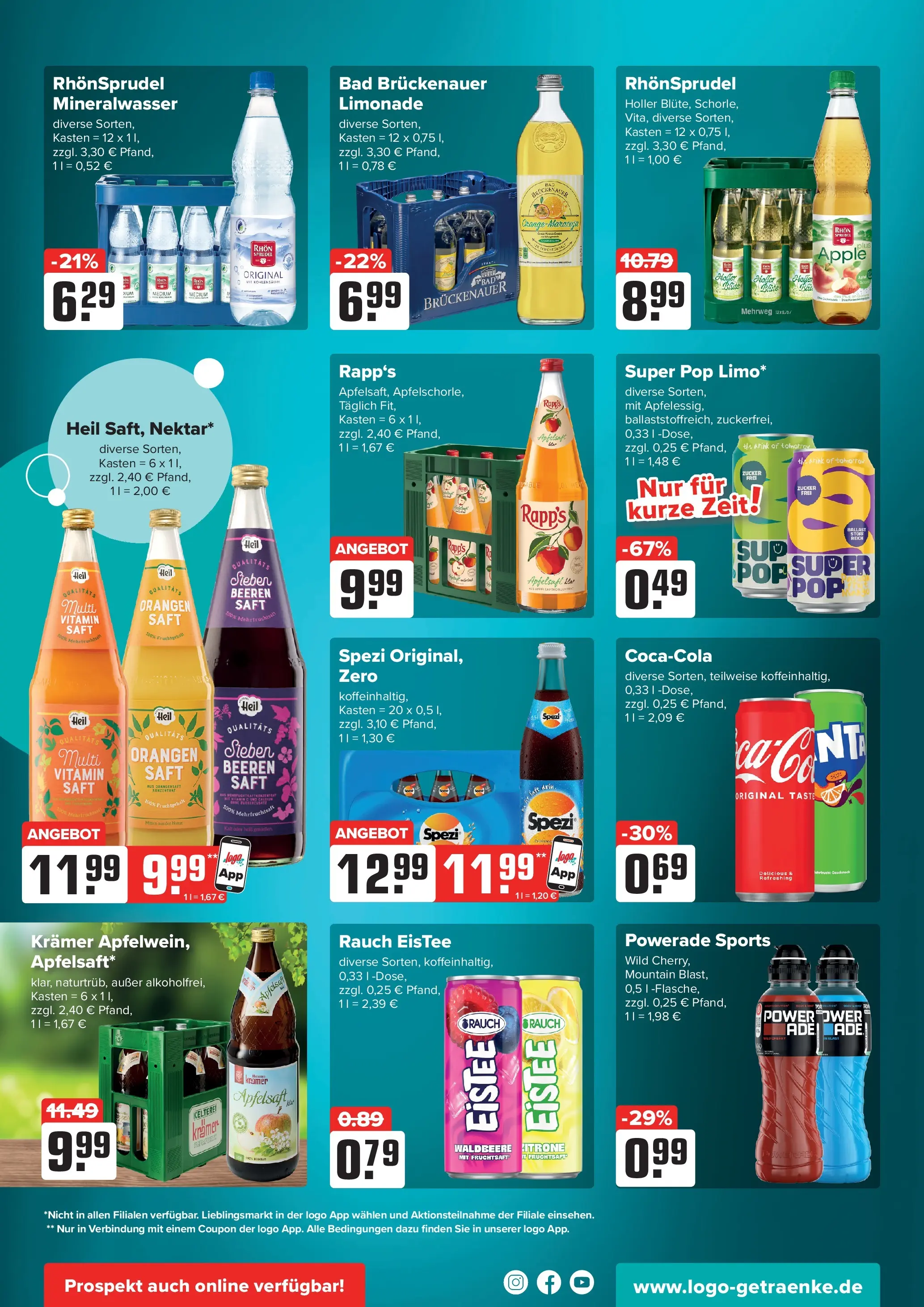 Angebote - Getränke Heurich: Getränkeangebote (ab 28.06.2026) zum Blättern | Seite: 3 | Produkte: Bad, Limonade, Powerade, Saft