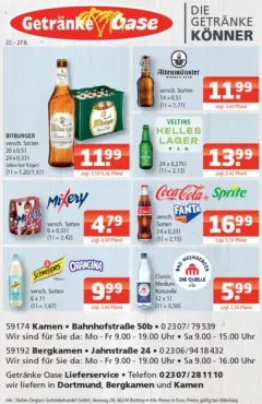 Angebote - Getränke Oase: Getränkeangebote ab 21.06.2026 gültig Angebote - Getränke Oase: Getränkeangebote ab 21.06.2026 gültig