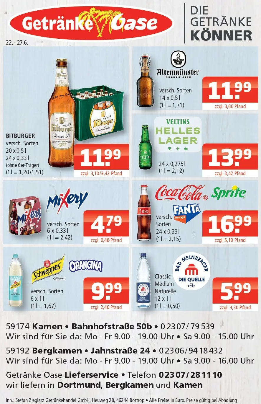 Angebote - Getränke Oase: Getränkeangebote (ab 21.06.2026) zum Blättern | Seite: 1