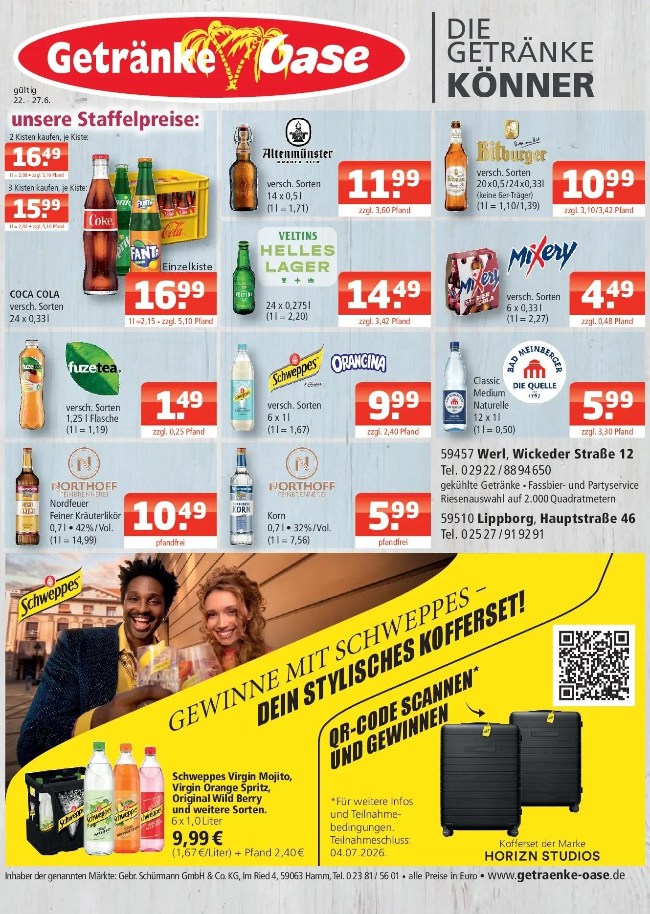 Angebote - Getränke Oase: Getränkeangebote (ab 21.06.2026) zum Blättern | Seite: 1 | Produkte: Mixer, Fanta, Schweppes, Mixery