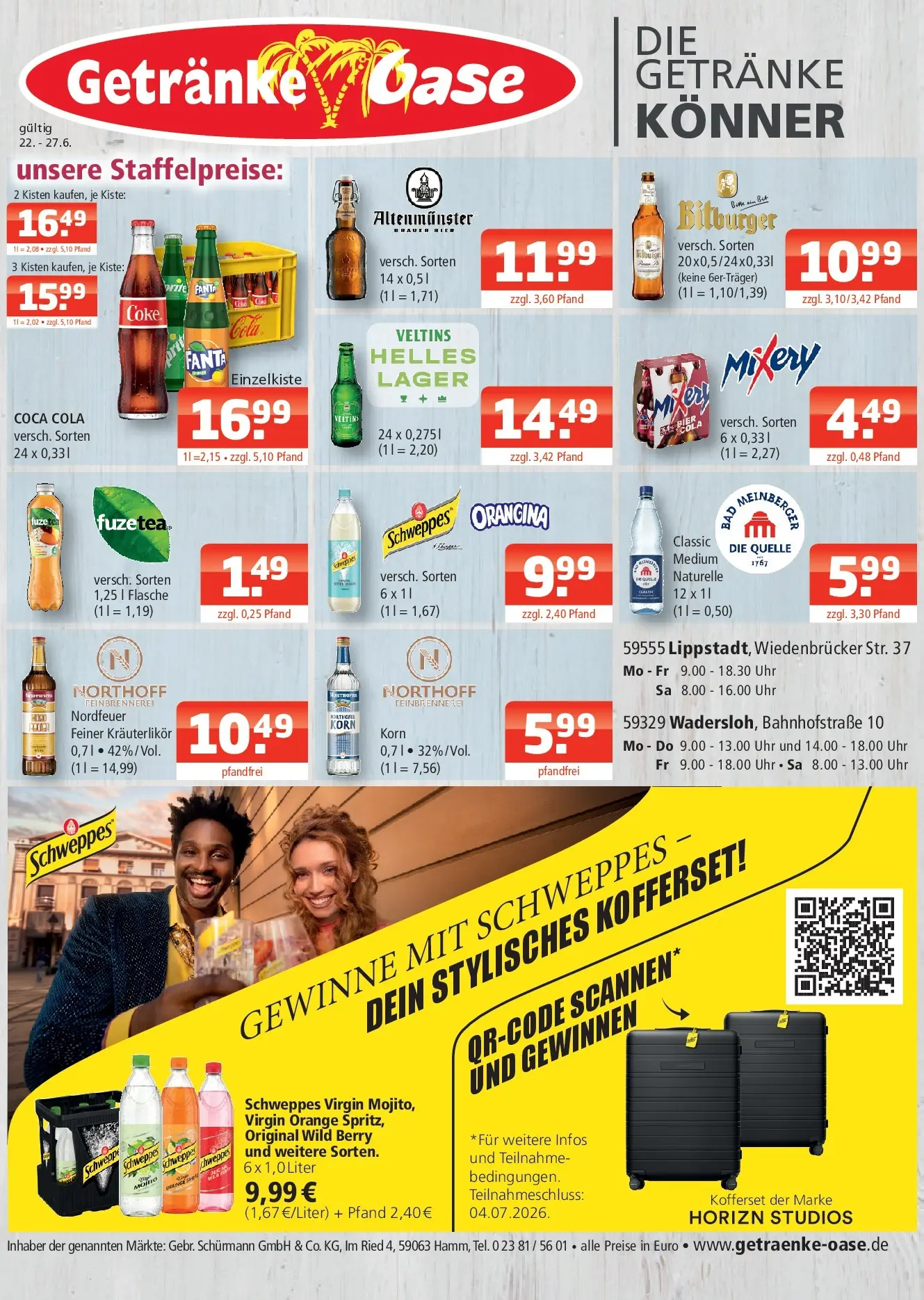 Angebote - Getränke Oase: Getränkeangebote (ab 21.06.2026) zum Blättern | Seite: 1 | Produkte: Bier, Mixery, Uhr, Veltins