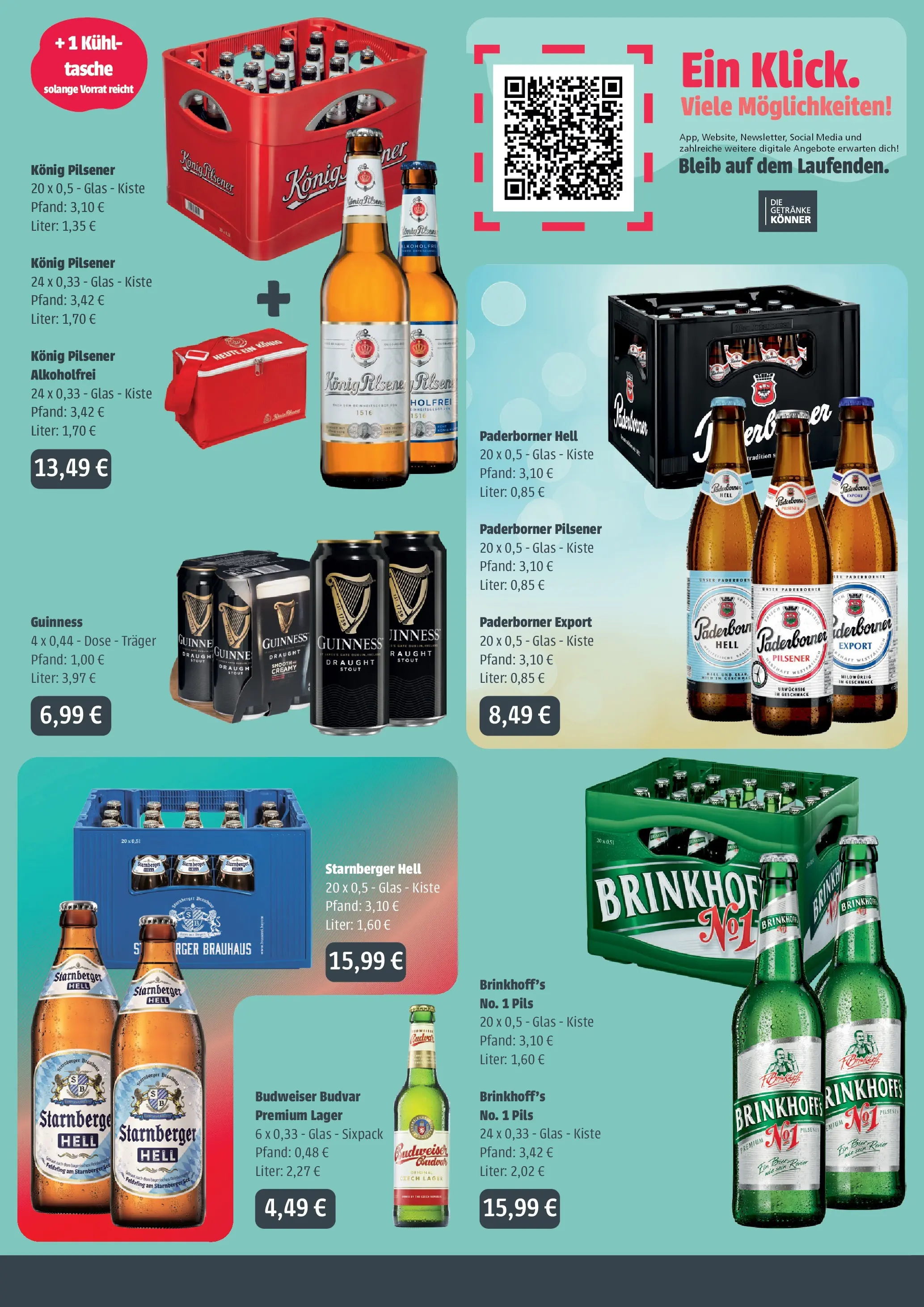 Angebote - Getränke Ellerkamp: Getränkeangebote (ab 21.06.2026) zum Blättern | Seite: 2 | Produkte: Tasche, Konig pilsener, Pils, Budweiser