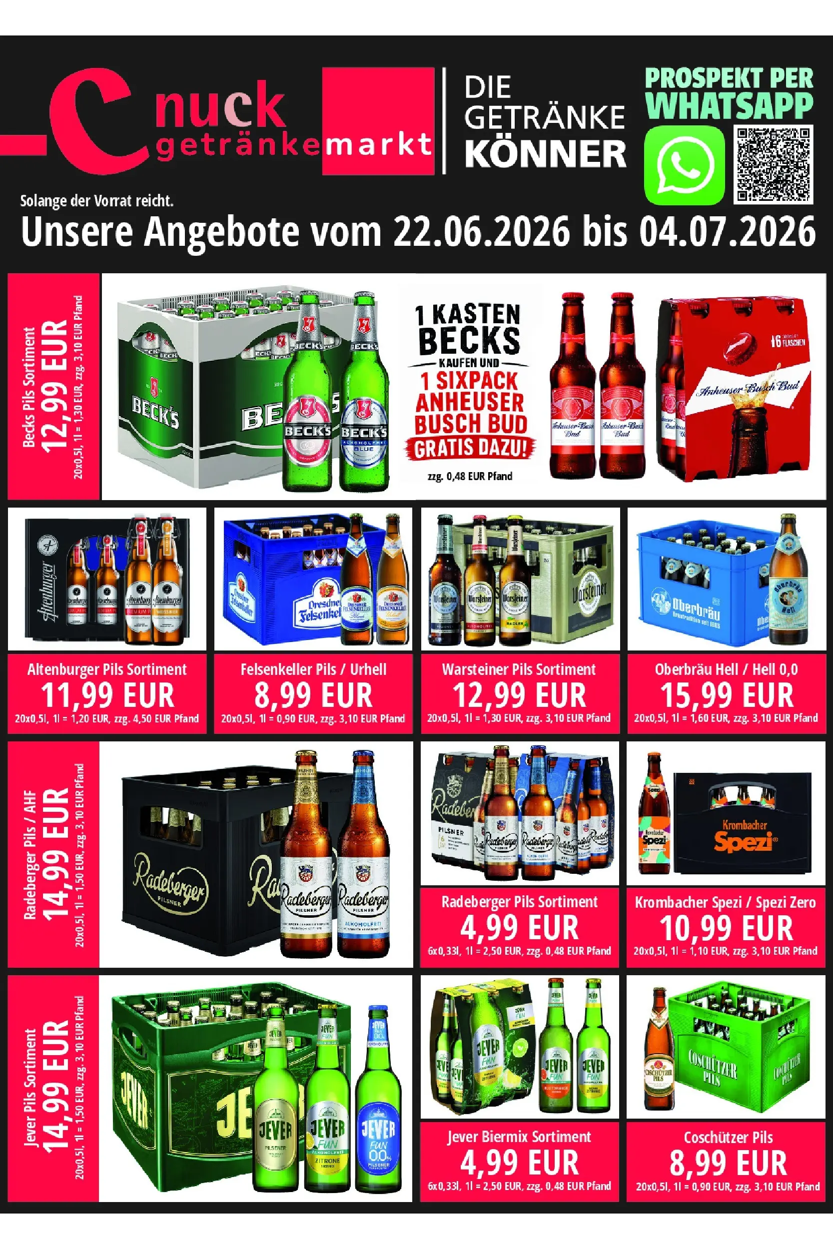 Angebote - nuck Getränke: Getränkeangebote (ab 21.06.2026) zum Blättern | Seite: 1 | Produkte: Bad, Zitrone, Jever, Krombacher