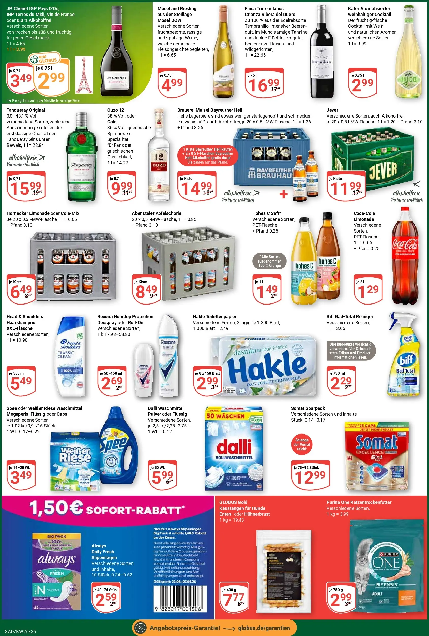 Globus Prospekt Schwandorf (ab 21.06.2026) » Angebote online | Seite: 3 | Produkte: Ouzo, Spee, Deospray, Toilettenpapier