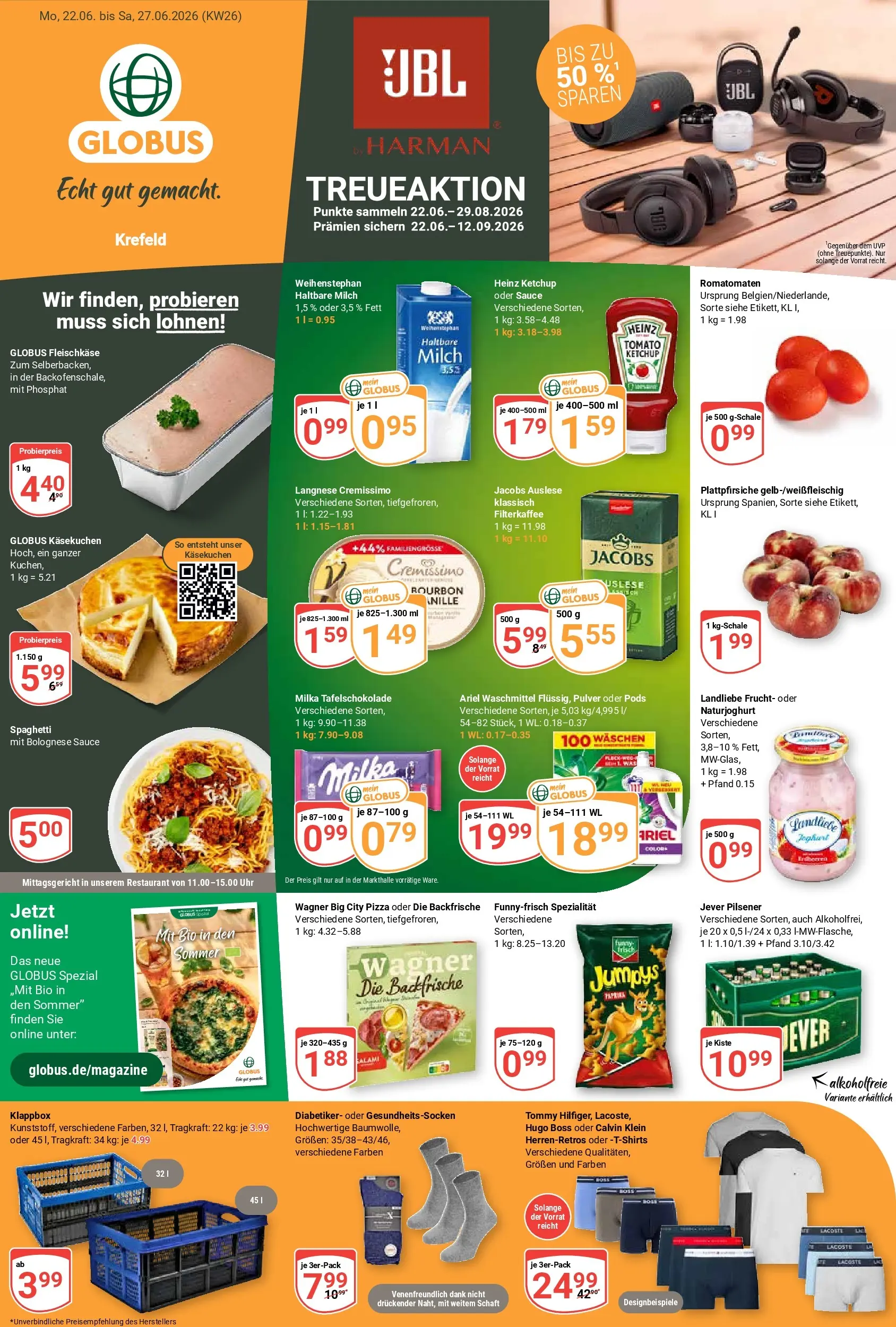 Globus Prospekt Krefeld (ab 21.06.2026) » Angebote online | Seite: 1 | Produkte: Cremissimo, Milch, Ariel, Ketchup