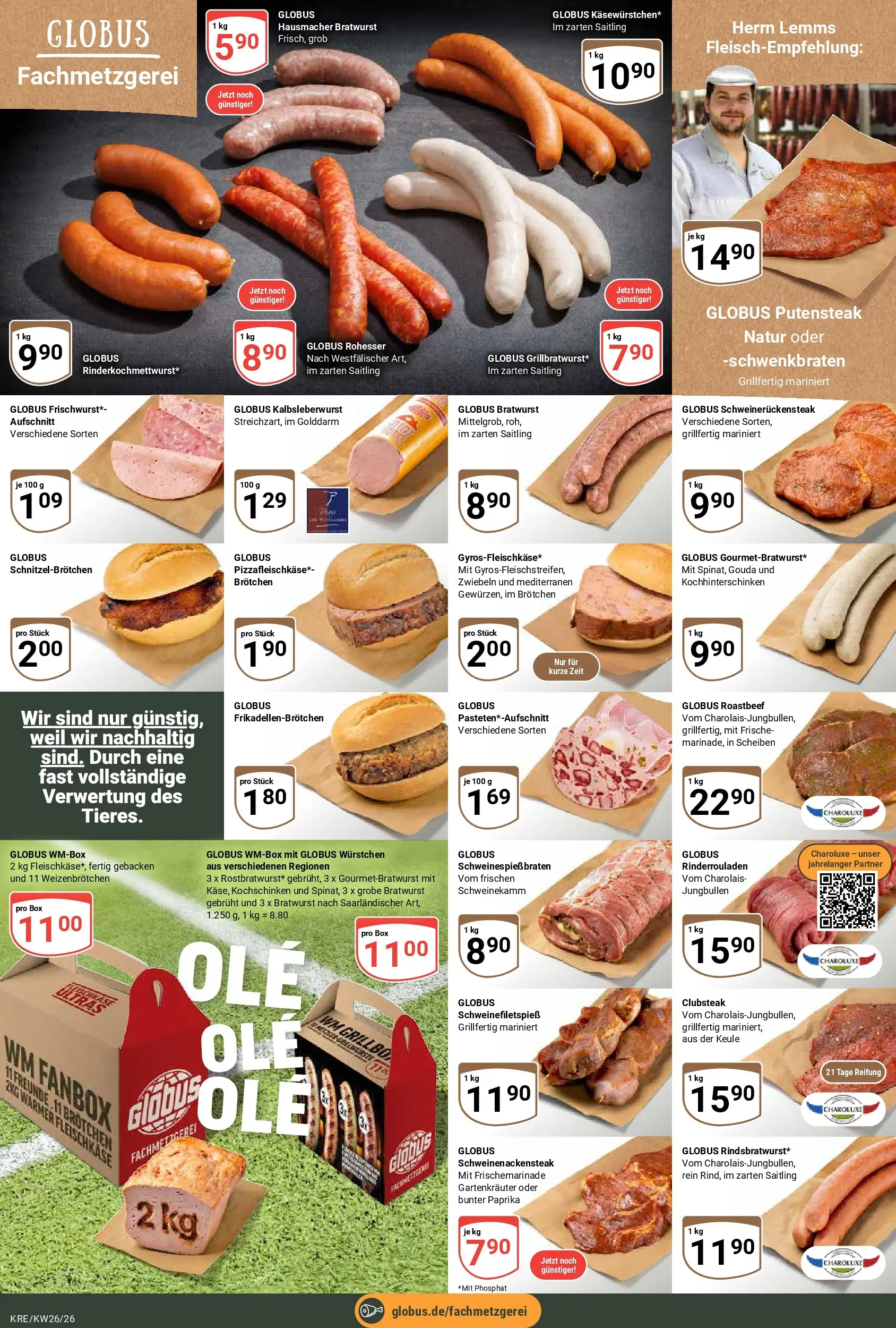 Globus Prospekt Krefeld (ab 21.06.2026) » Angebote online | Seite: 6 | Produkte: Box, Bratwurst, Roastbeef, Zwiebeln