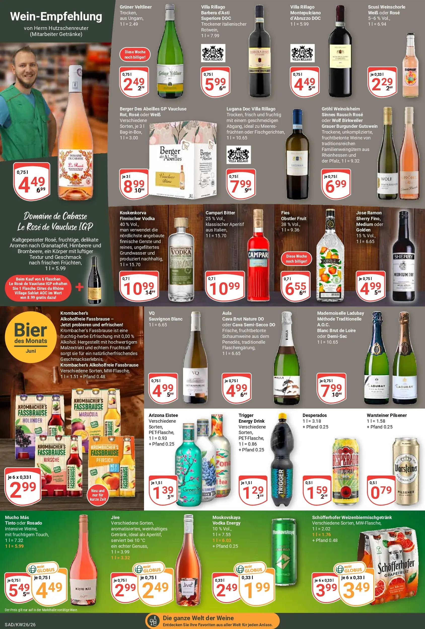 Globus Prospekt Schwandorf (ab 21.06.2026) » Angebote online | Seite: 14 | Produkte: Bier, Weinschorle, Vodka, Fruchtsaft