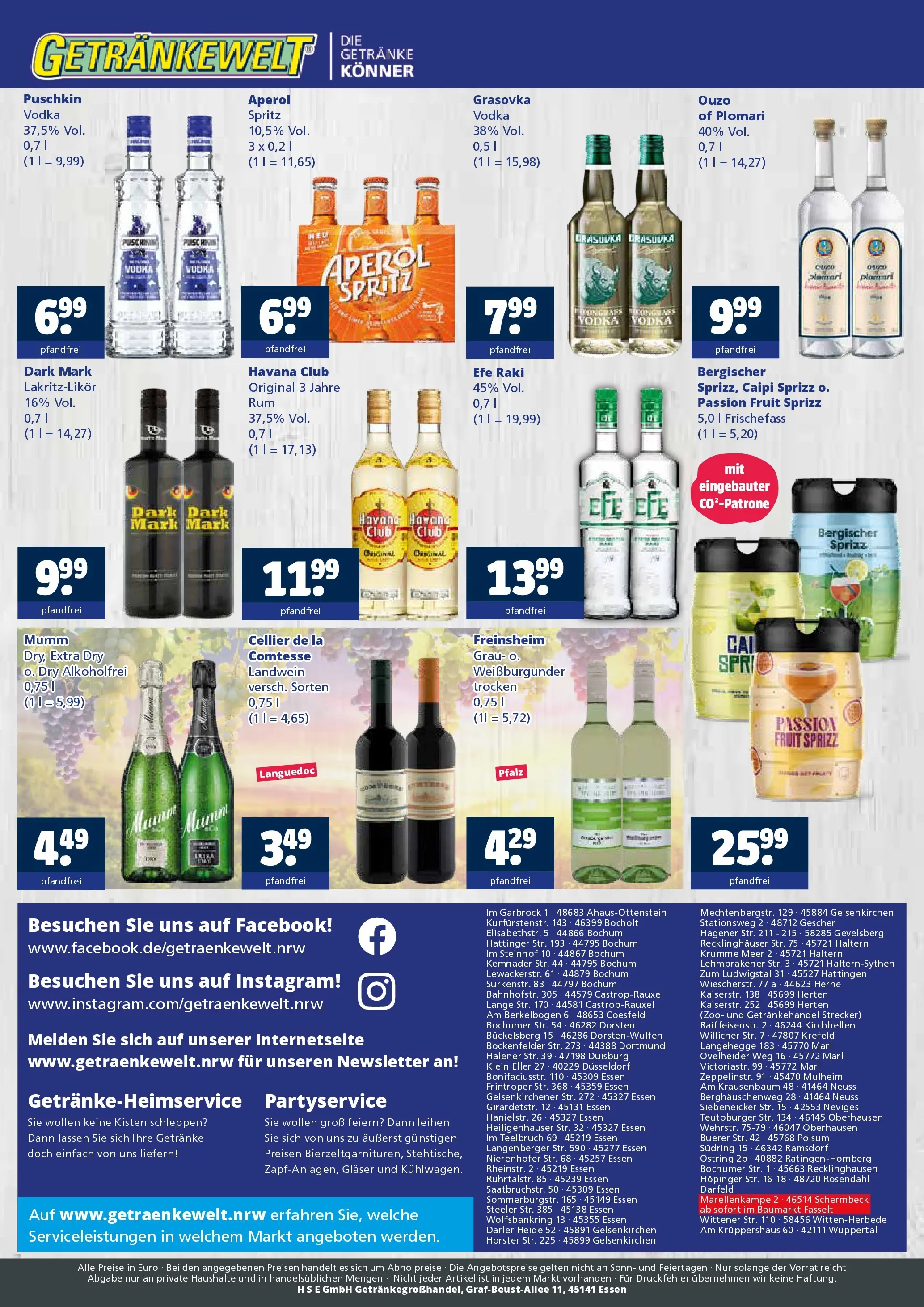 Angebote - Getränkewelt HSE: Getränkeangebote (ab 21.06.2026) zum Blättern | Seite: 4 | Produkte: Havana club, Ouzo, Aperol, Vodka