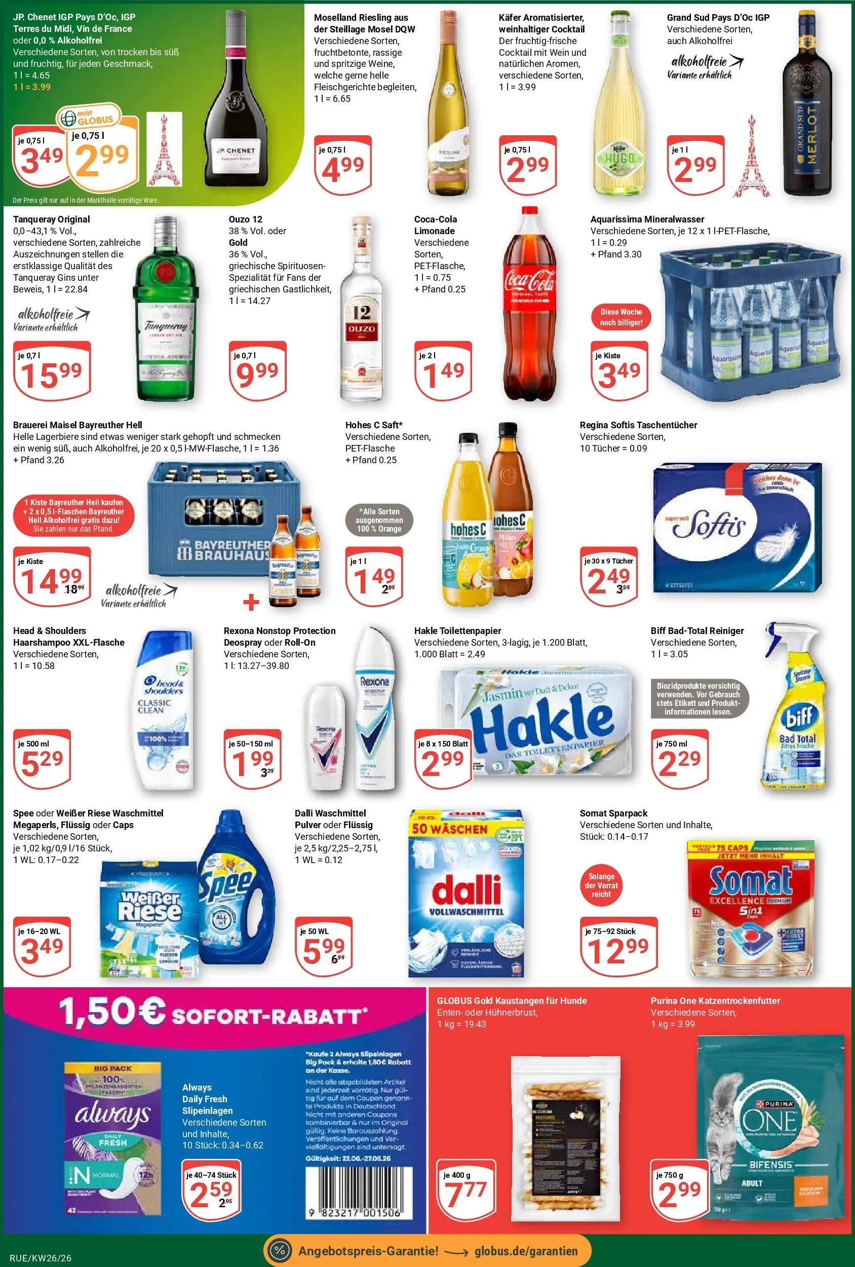 Globus Prospekt Rüsselsheim (ab 21.06.2026) » Angebote online | Seite: 7 | Produkte: Cola, Limonade, Mineralwasser, Wein