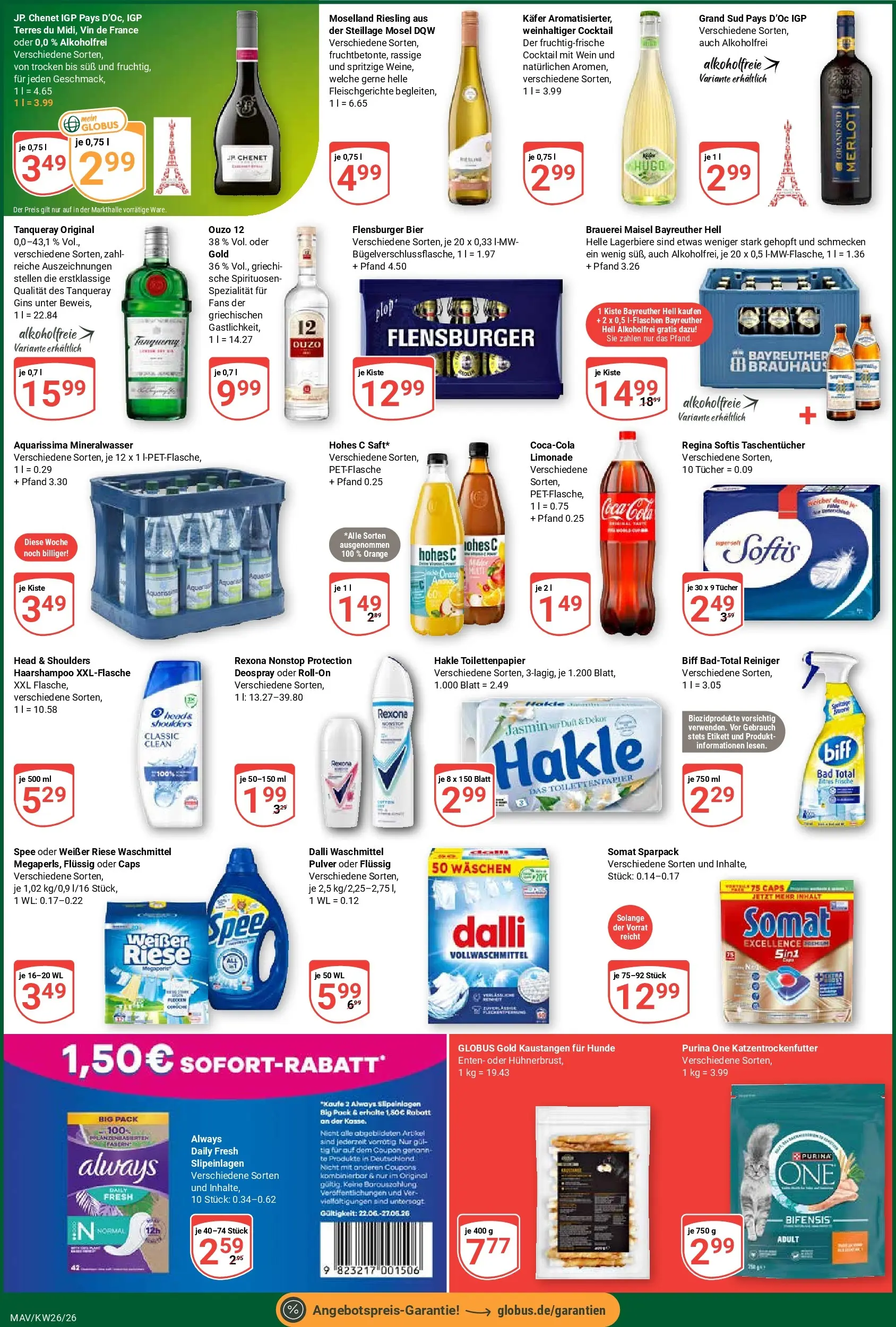 Globus Prospekt Mannheim (ab 21.06.2026) » Angebote online | Seite: 3 | Produkte: Bier, Limonade, Wein, Toilettenpapier