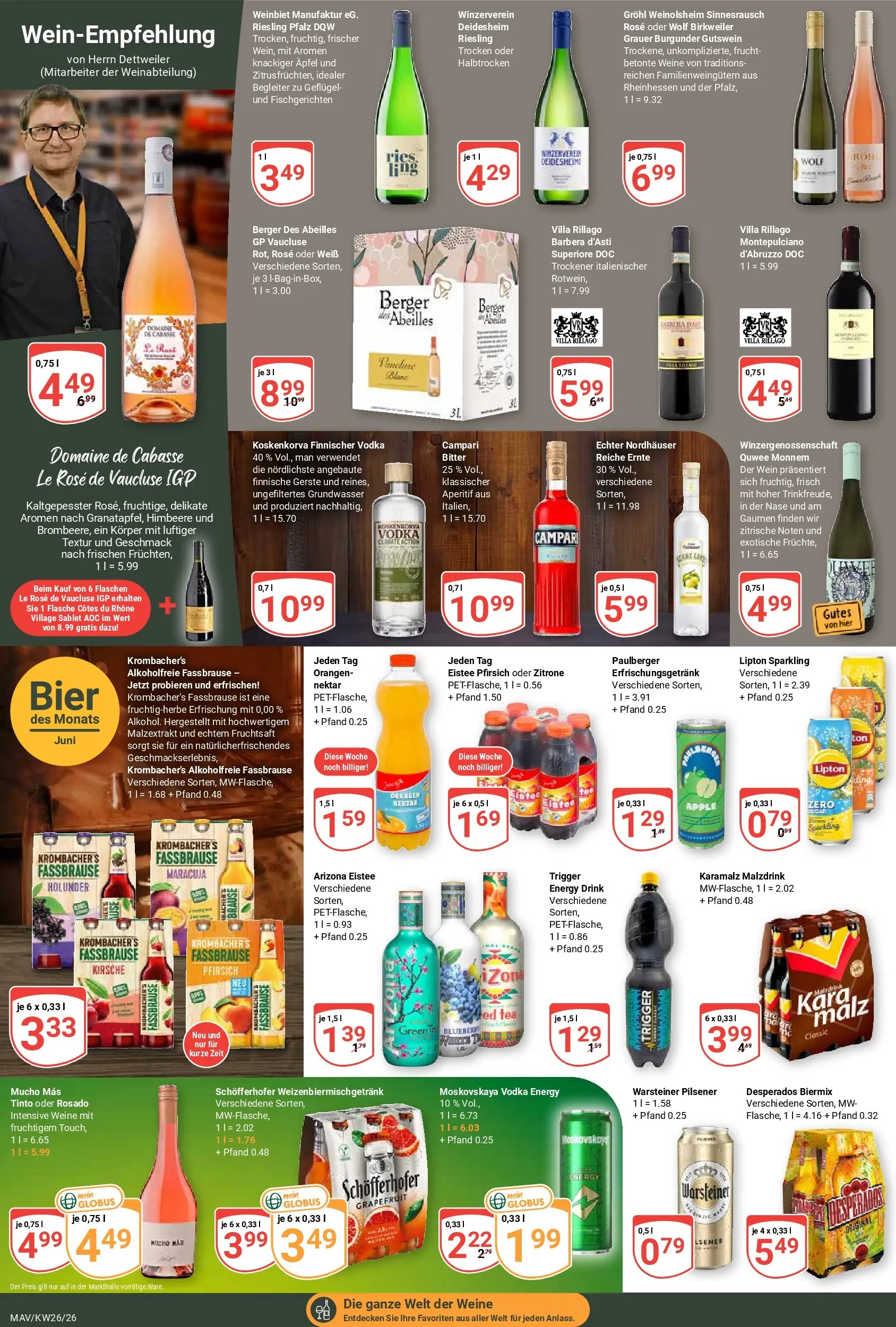 Globus Prospekt Mannheim (ab 21.06.2026) » Angebote online | Seite: 15 | Produkte: Grapefruit, Desperados, Fassbrause, Vodka