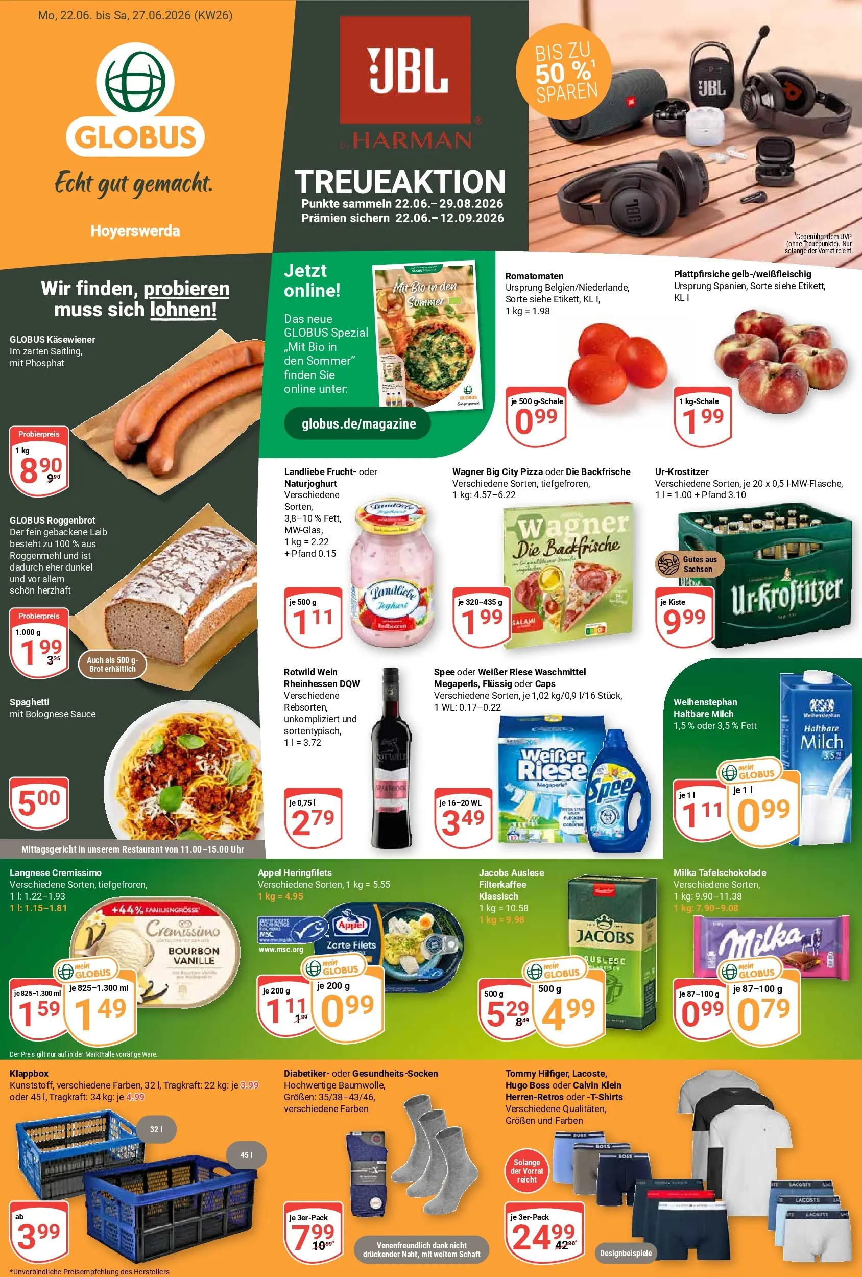 Globus Prospekt Hoyerswerda (ab 21.06.2026) » Angebote online | Seite: 5 | Produkte: Langnese cremissimo, Waschmittel, Bourbon, Hugo