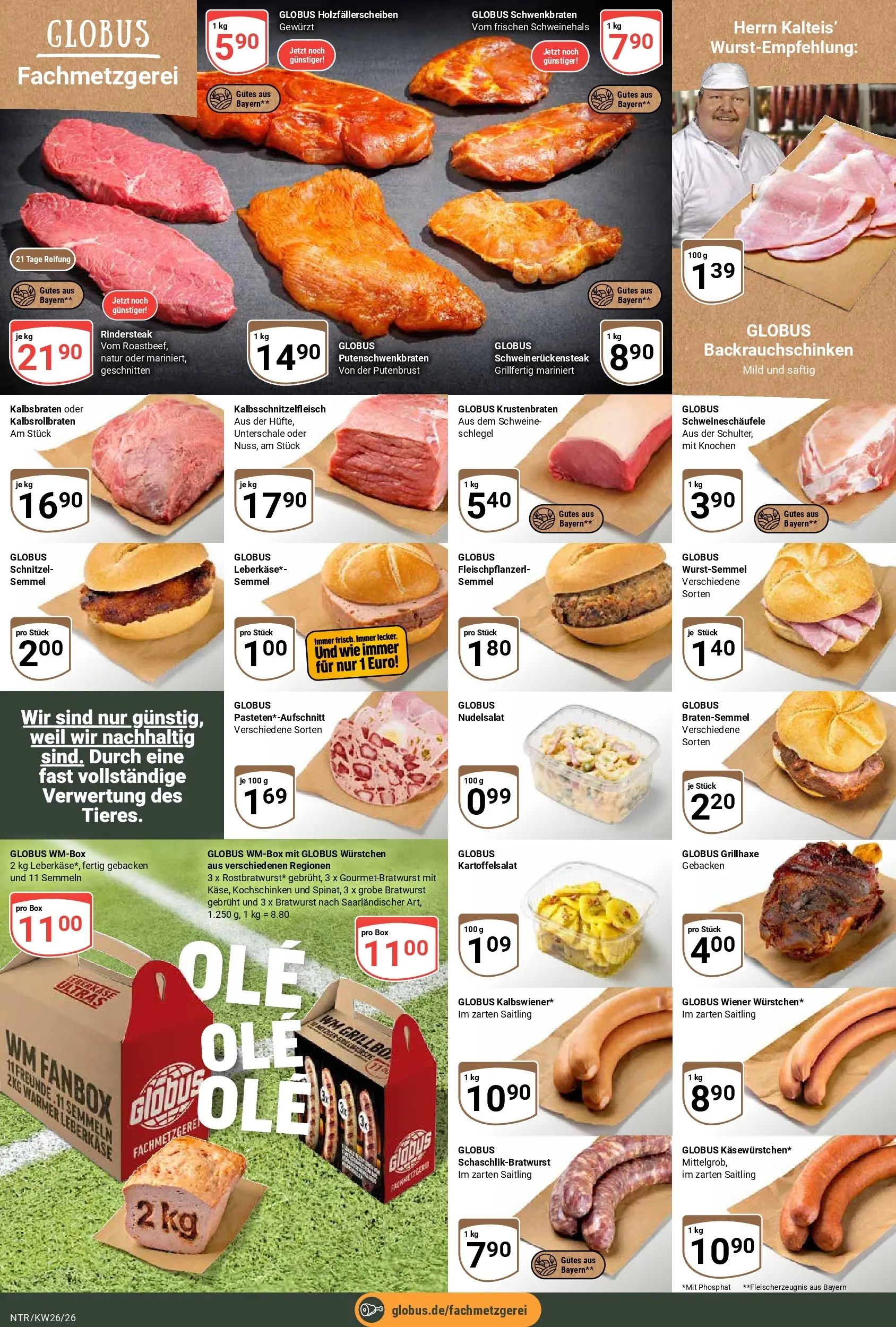 Globus Prospekt Neutraubling (ab 21.06.2026) » Angebote online | Seite: 6 | Produkte: Käse, Bratwurst, Schnitzel, Leberkase
