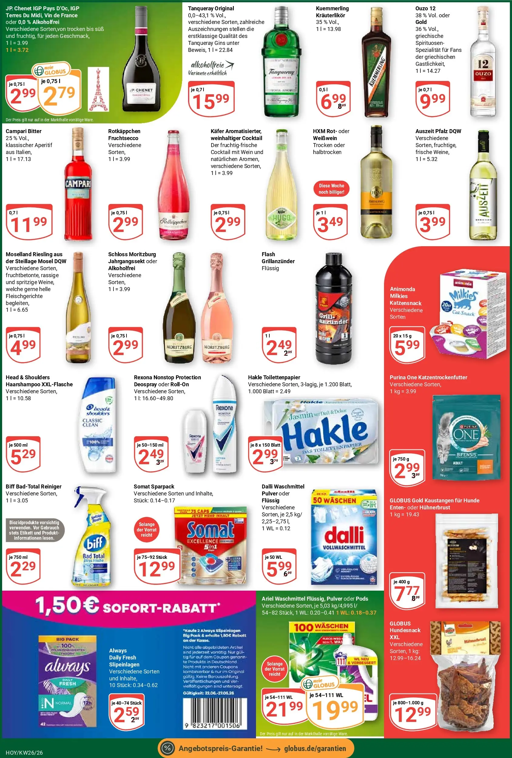 Globus Prospekt Hoyerswerda (ab 21.06.2026) » Angebote online | Seite: 9 | Produkte: Ouzo 12, Weißwein, Kuemmerling, Toilettenpapier