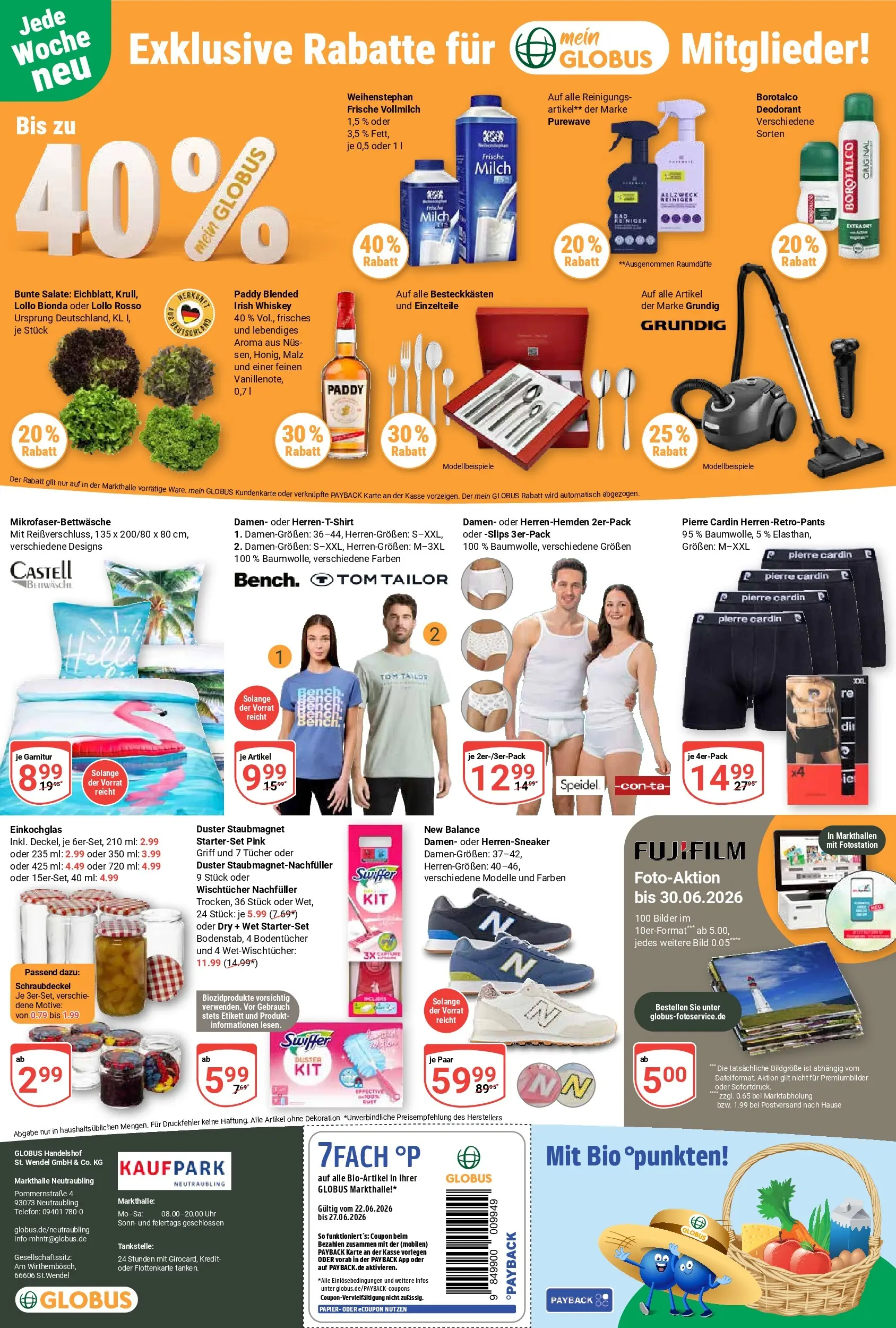 Globus Prospekt Neutraubling (ab 21.06.2026) » Angebote online | Seite: 22 | Produkte: Milch, Whiskey, Telefon, Uhr