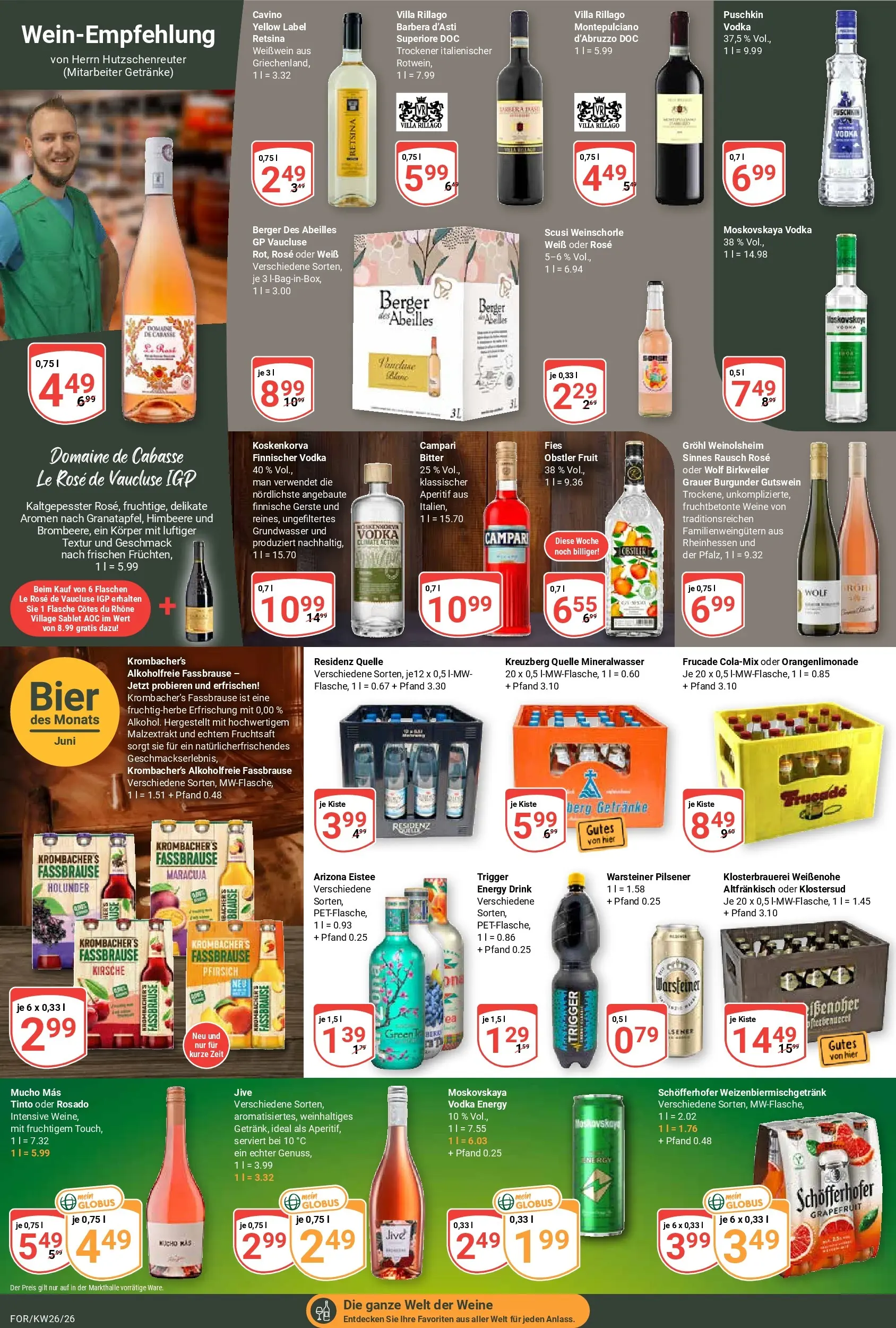 Globus Prospekt Forchheim (ab 21.06.2026) » Angebote online | Seite: 14 | Produkte: Warsteiner, Himbeere, Fassbrause, Vodka