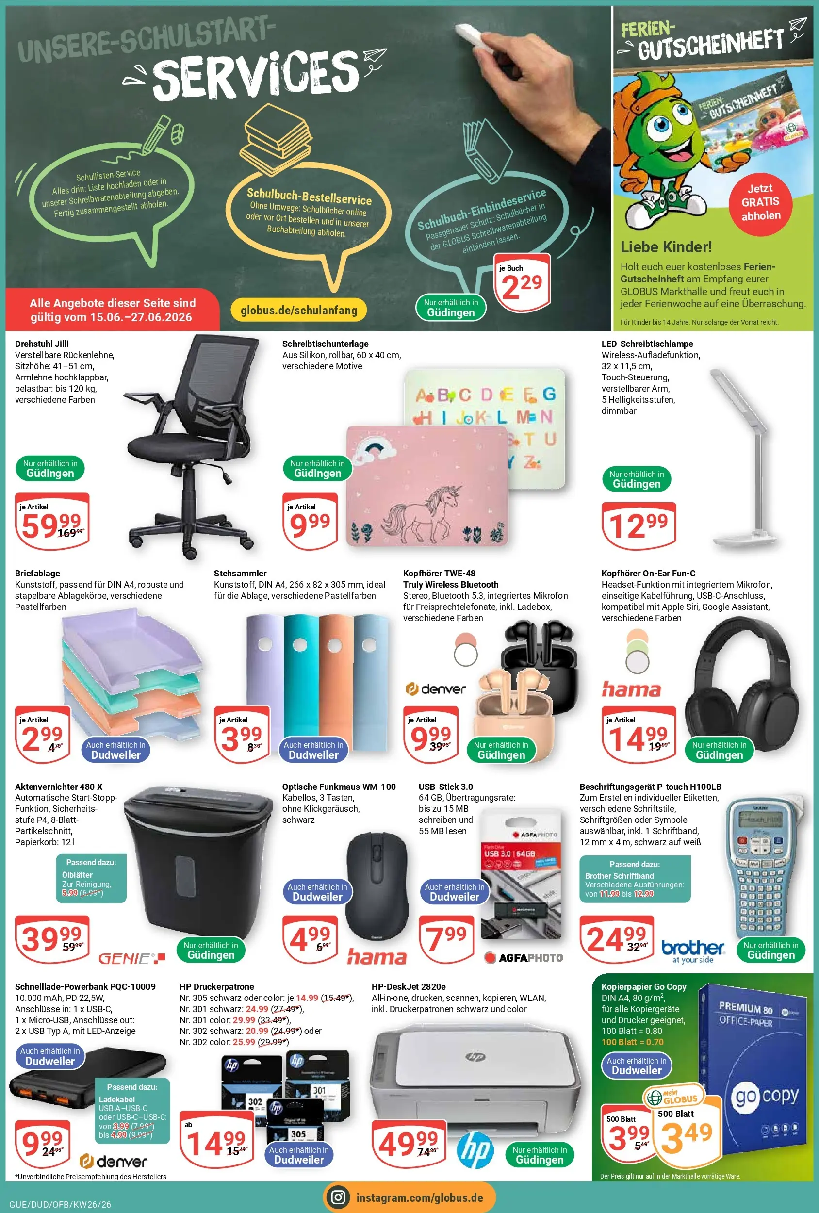 Globus Prospekt Saarbrücken-Dudweiler (ab 21.06.2026) » Angebote online | Seite: 4 | Produkte: USB, Aktenvernichter, Ladekabel, Drucker