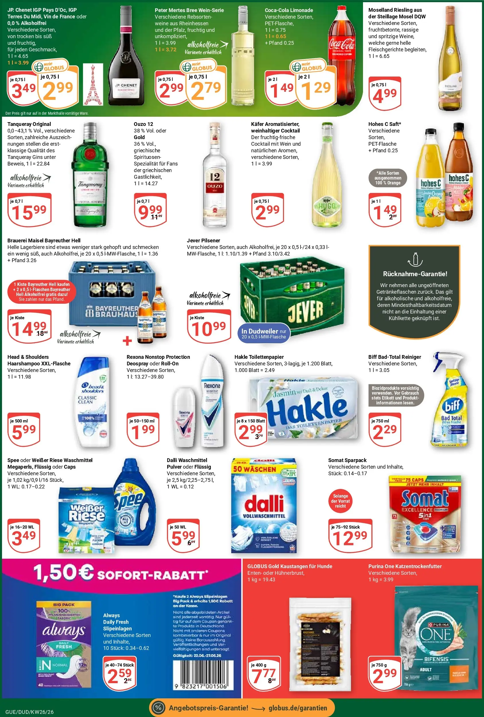 Globus Prospekt Saarbrücken-Dudweiler (ab 21.06.2026) » Angebote online | Seite: 7 | Produkte: Bayreuther hell, Limonade, Spee, Hohes c