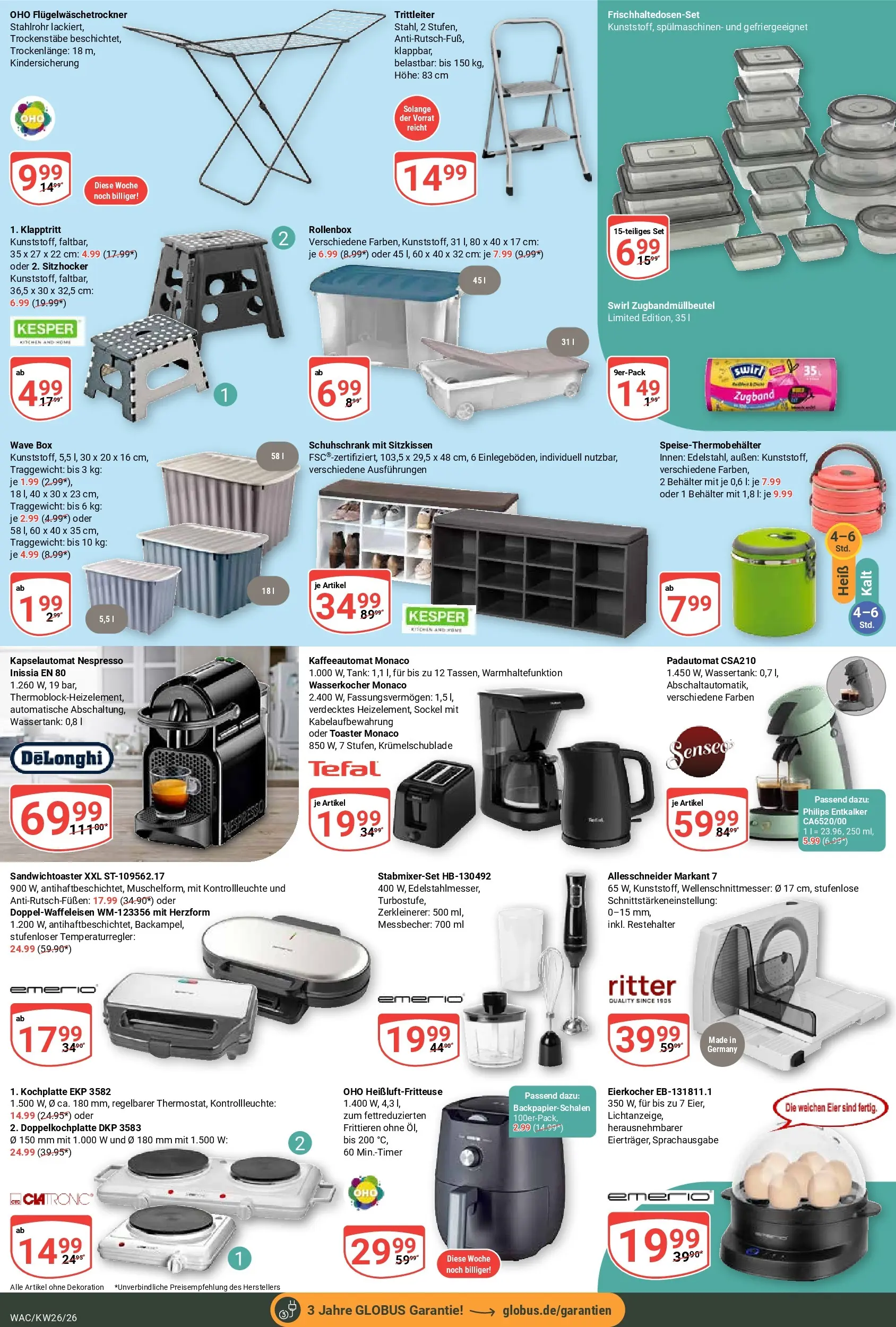 Globus Prospekt Markkleeberg (ab 21.06.2026) » Angebote online | Seite: 25 | Produkte: Toaster, Box, Kochplatte, Eierkocher