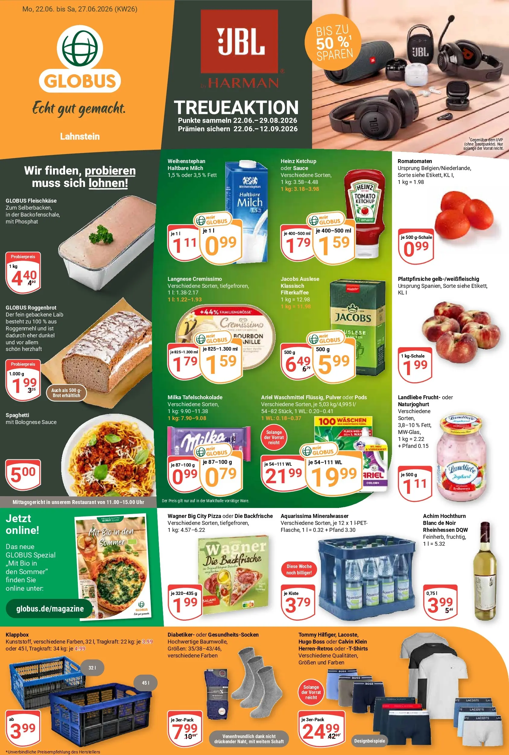 Globus Prospekt Lahnstein (ab 21.06.2026) » Angebote online | Seite: 5 | Produkte: Milch, Haltbare milch, Milka, Brot