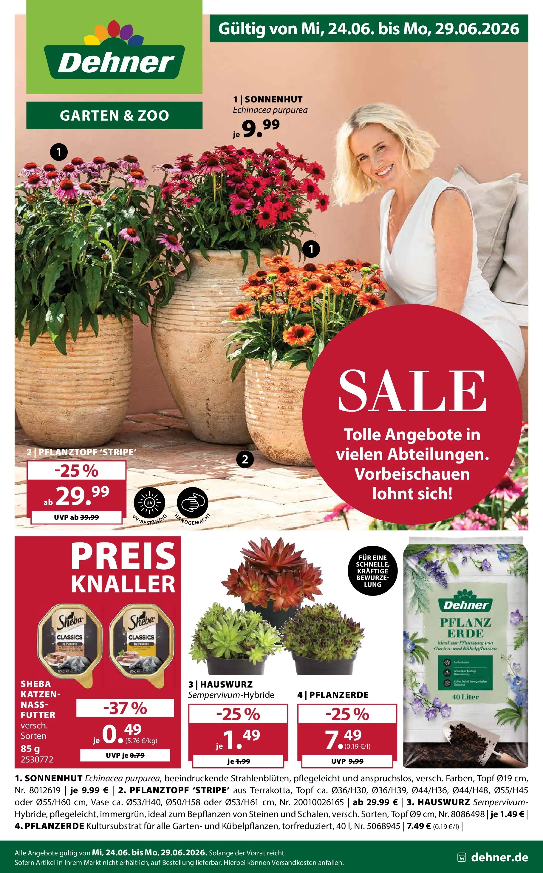 Dehner Garten & Zoo (ab 24.06.2026) zum Blättern | Seite: 1 | Produkte: Pflanzerde, Sheba, Vase