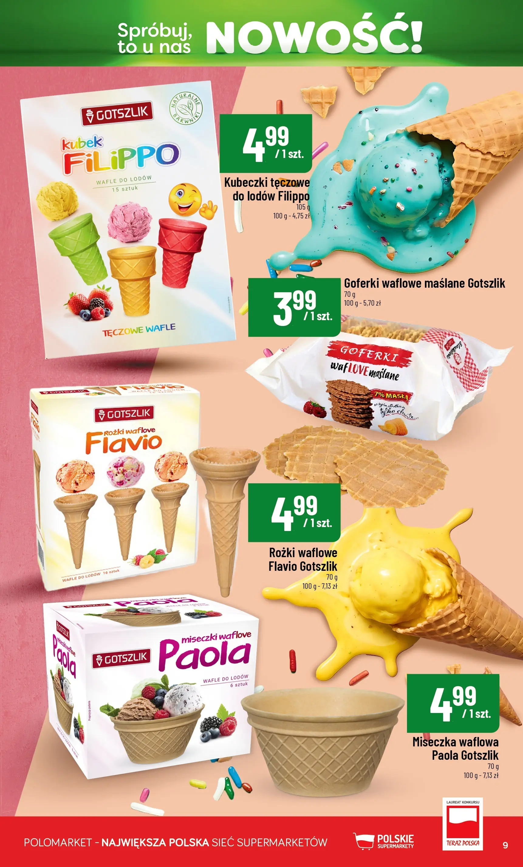 Nowa POLOmarket gazetka od jutra 17.06.2026 | Strona: 9 | Produkty: Wafle