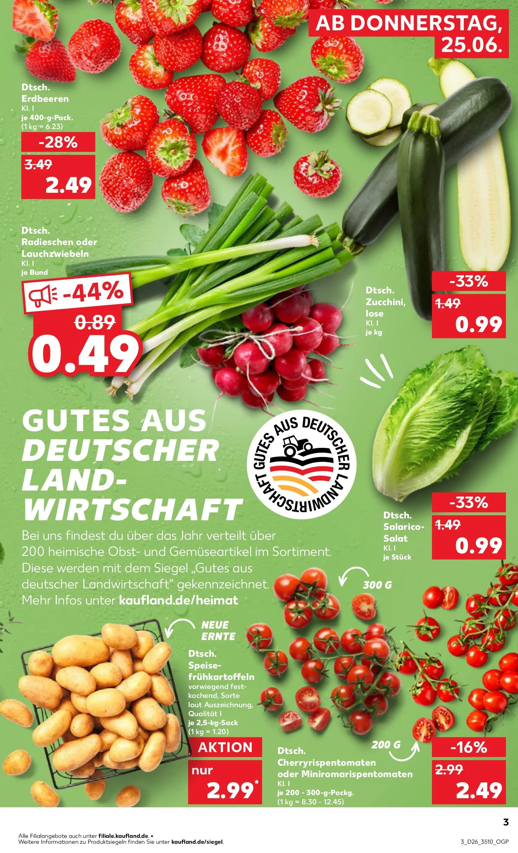 Prospekt Kaufland ab 24.06.2026 » Angebote Online zum Blättern | Seite: 3 | Produkte: Obst, Erdbeeren, Salat