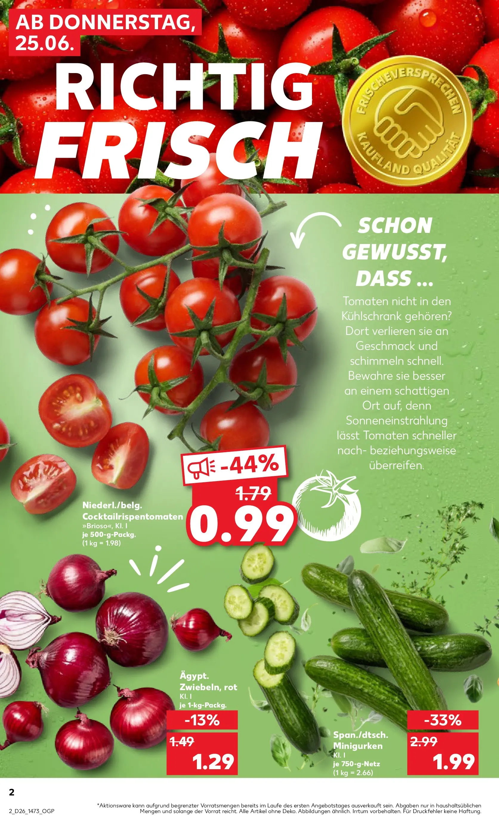Prospekt Kaufland ab 24.06.2026 » Angebote Online zum Blättern | Seite: 2 | Produkte: Kühlschrank, Tomaten