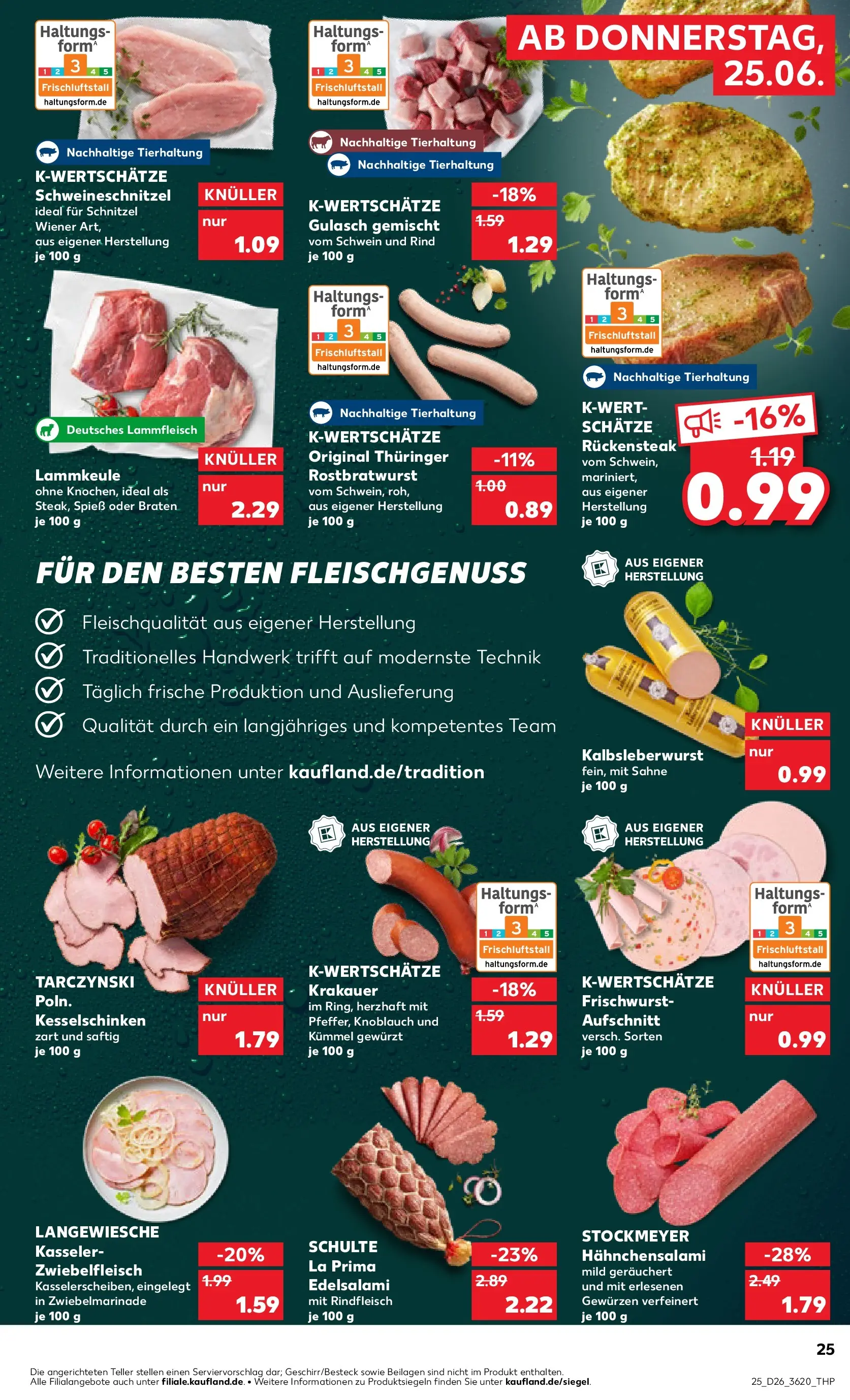 Prospekt Kaufland ab 25.06.2026 » Angebote Online zum Blättern | Seite: 25 | Produkte: Lammkeule, Knoblauch, Rindfleisch, Sahne