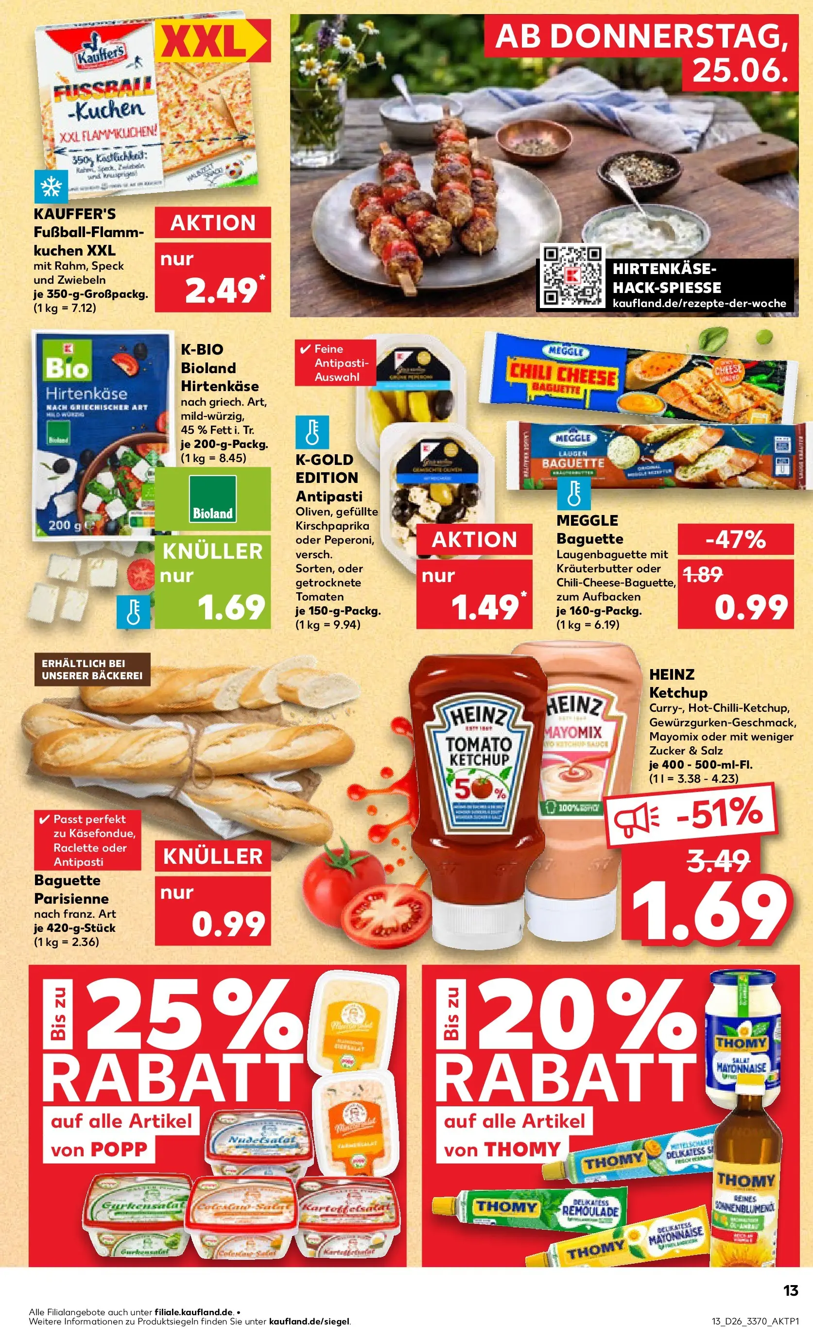 Prospekt Kaufland ab 24.06.2026 » Angebote Online zum Blättern | Seite: 13 | Produkte: Bäckerei, Zucker, Raclette, Ketchup
