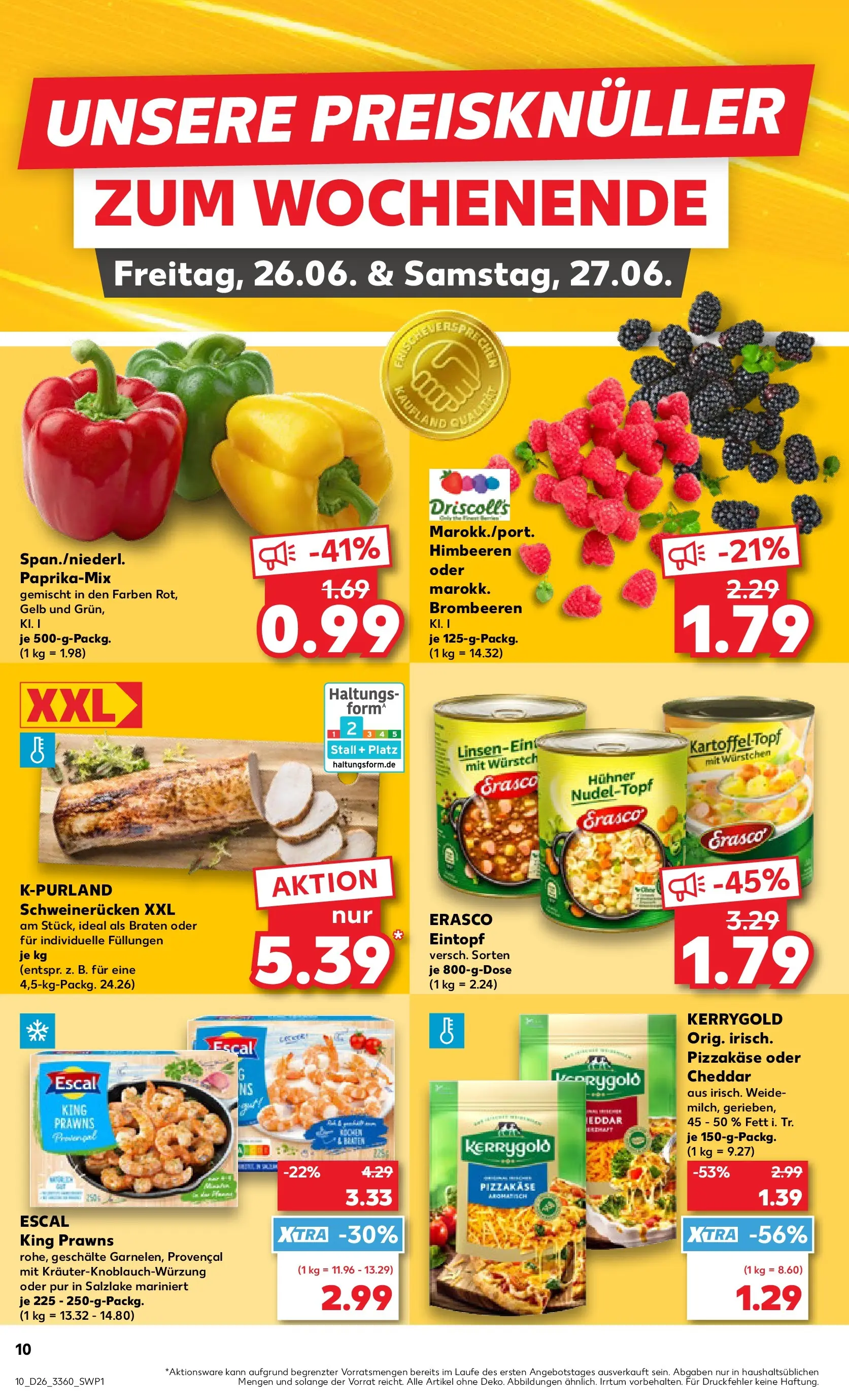 Prospekt Kaufland ab 24.06.2026 » Angebote Online zum Blättern | Seite: 10 | Produkte: Himbeeren, Schweinerucken, Erasco