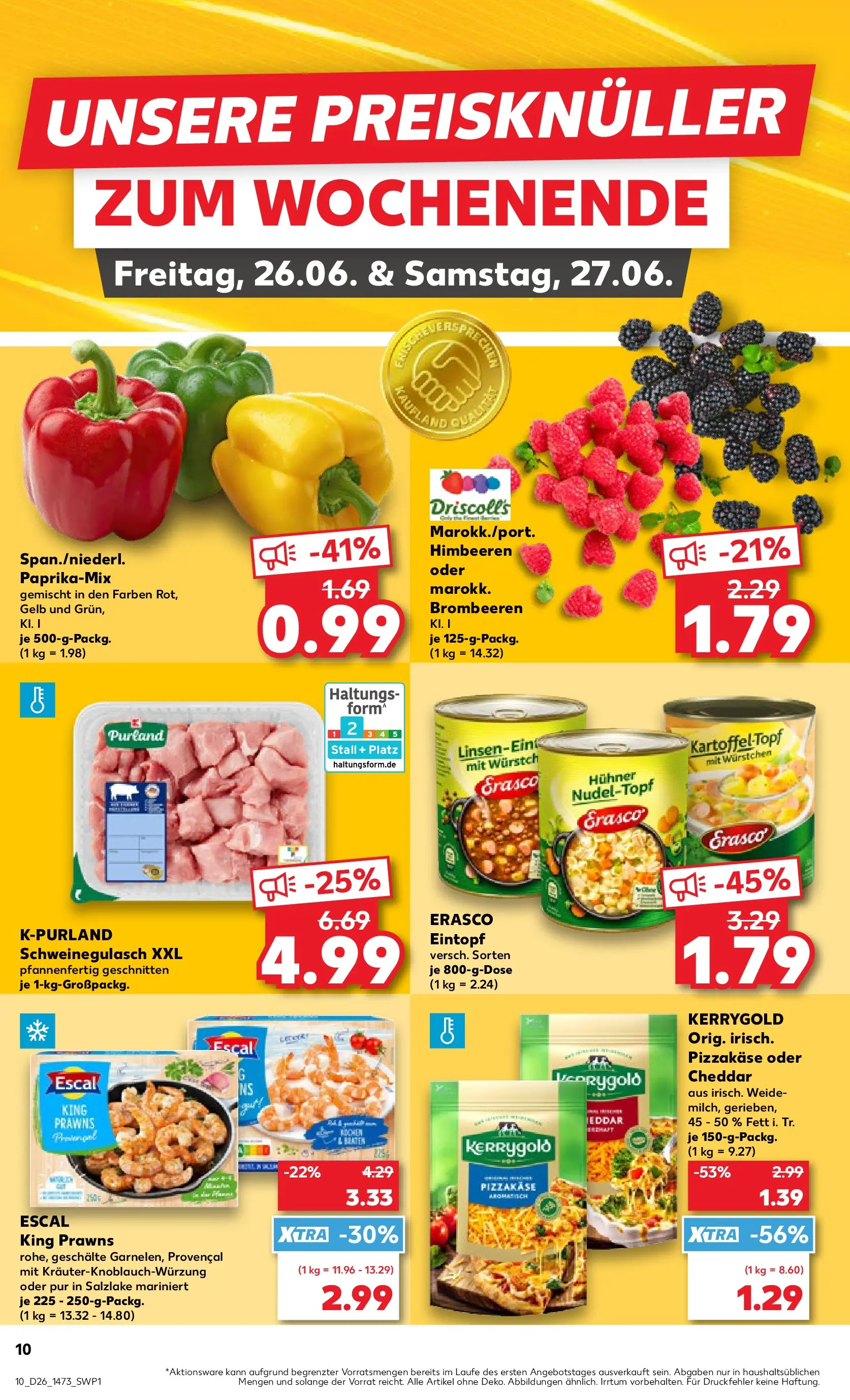 Prospekt Kaufland ab 25.06.2026 » Angebote Online zum Blättern | Seite: 10 | Produkte: Schweinegulasch, Himbeeren, Erasco