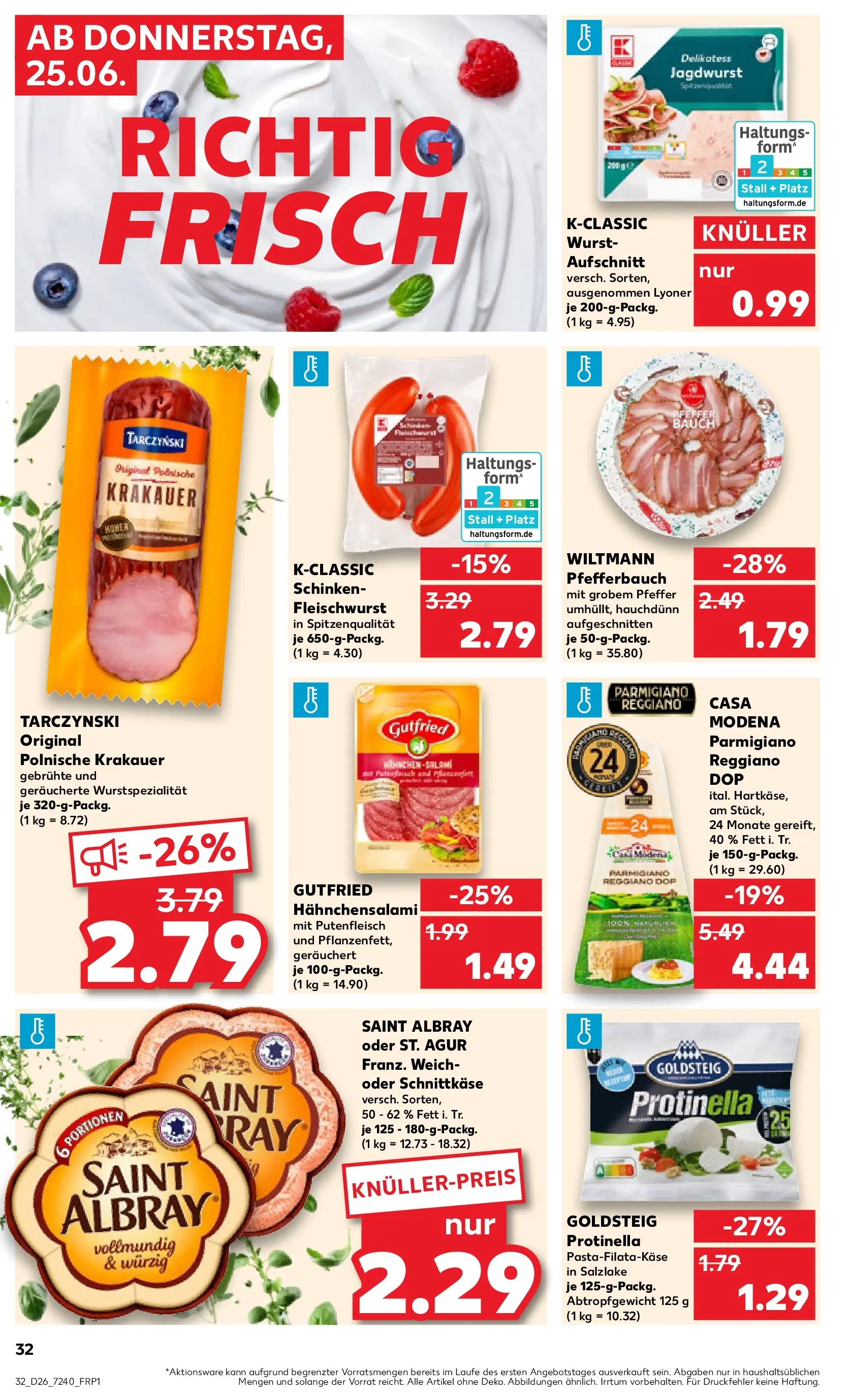 Prospekt Kaufland ab 25.06.2026 » Angebote Online zum Blättern | Seite: 32 | Produkte: Pfeffer, Wurst, Salami, Schinken