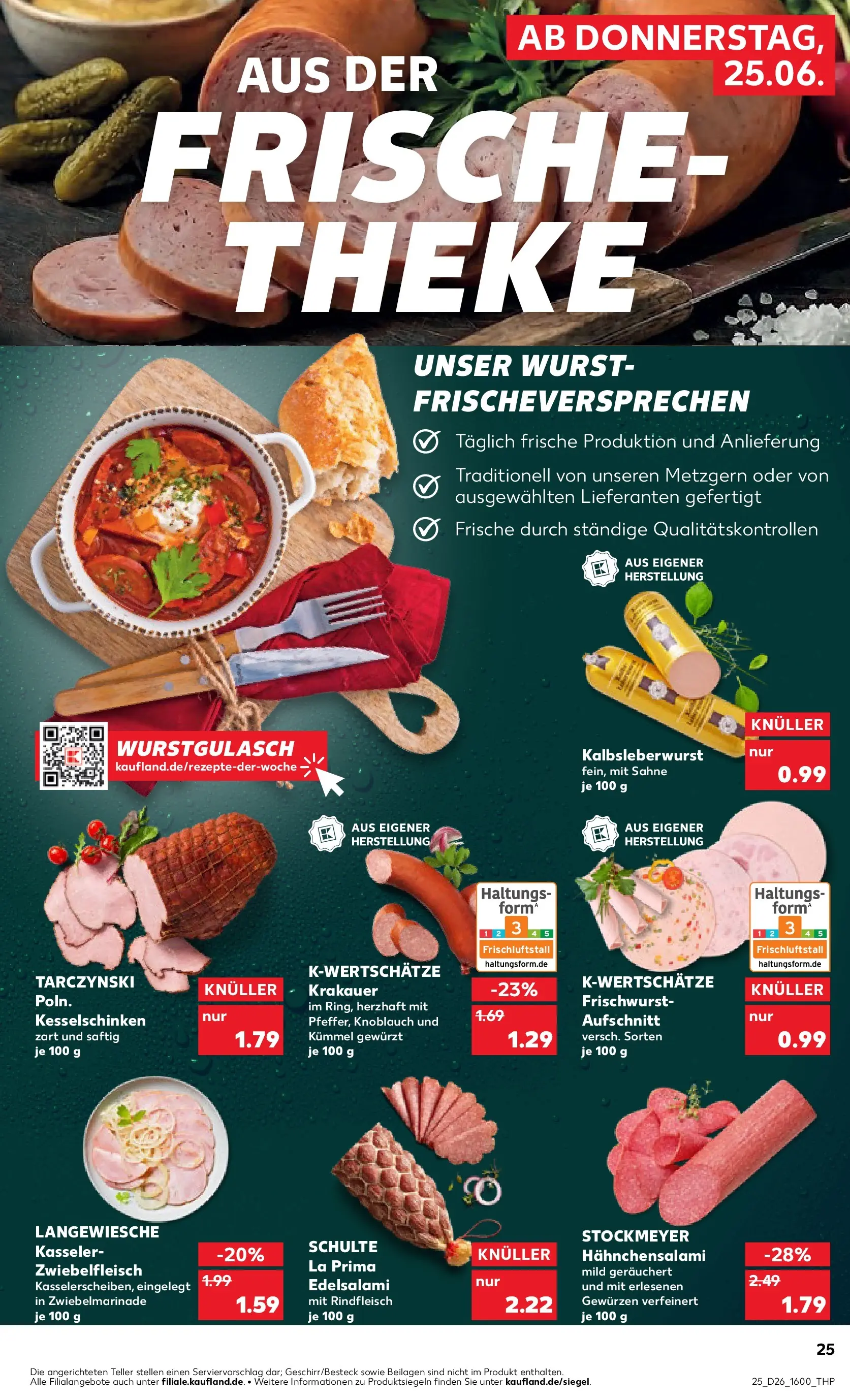 Prospekt Kaufland ab 25.06.2026 » Angebote Online zum Blättern | Seite: 25 | Produkte: Wurst, Knoblauch, Rindfleisch, Sahne