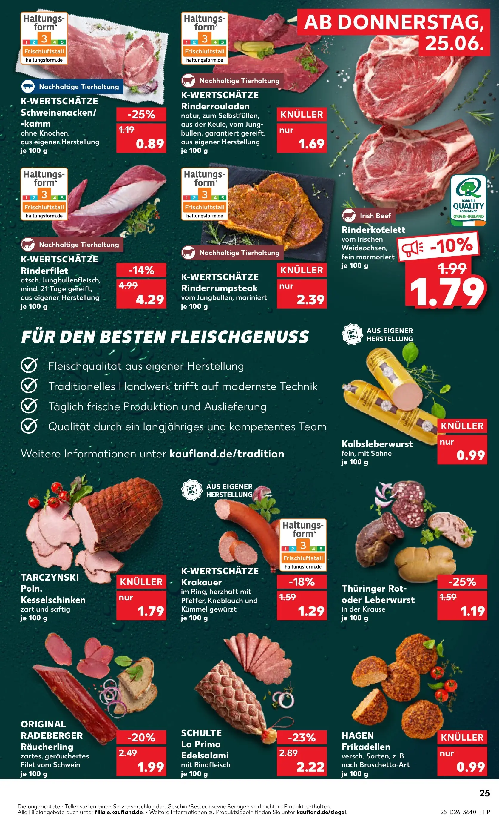 Prospekt Kaufland ab 24.06.2026 » Angebote Online zum Blättern | Seite: 25 | Produkte: Rinderfilet, Knoblauch, Rindfleisch, Sahne