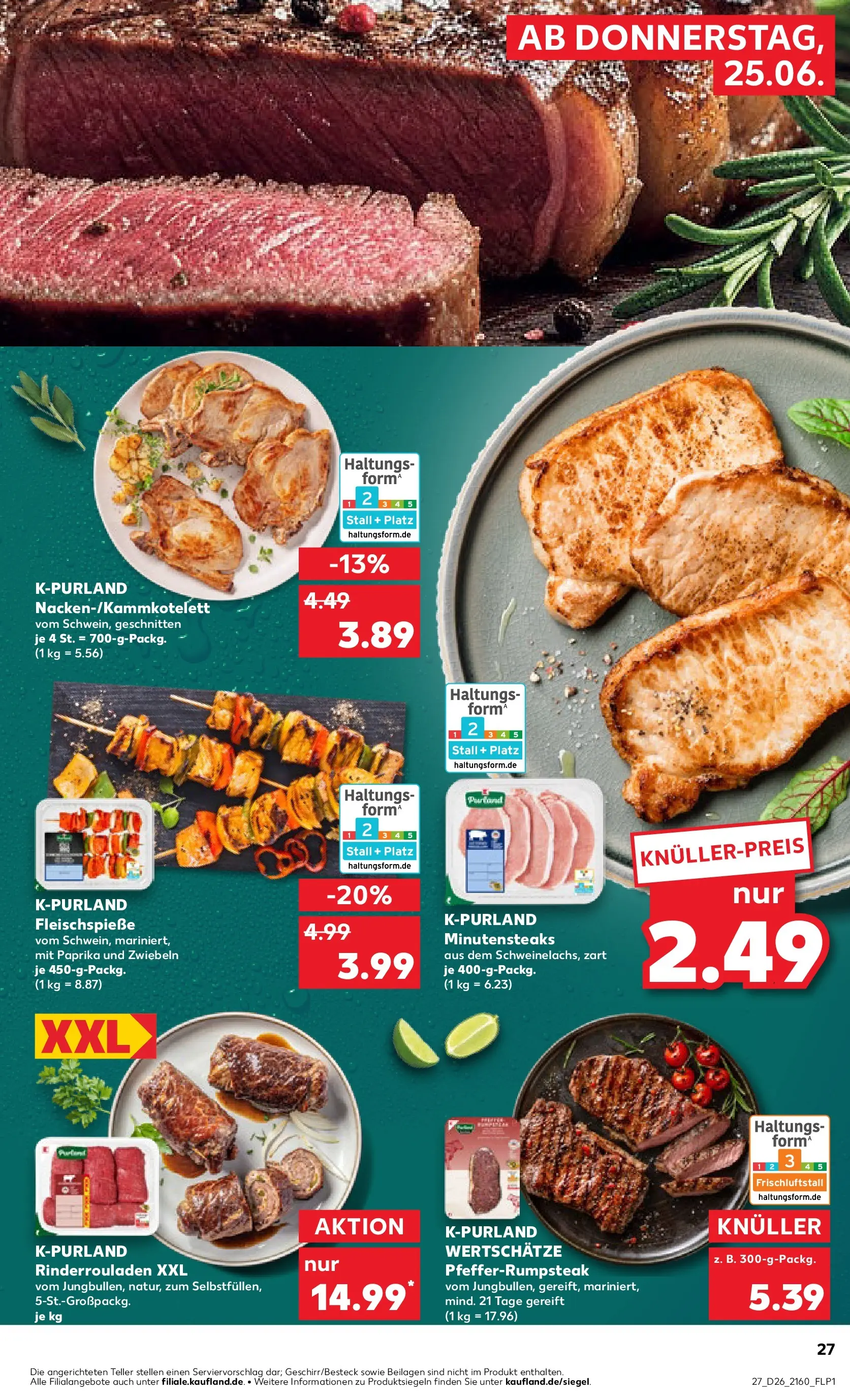 Prospekt Kaufland ab 21.06.2026 » Angebote Online zum Blättern | Seite: 32 | Produkte: Rinderrouladen, Zwiebeln, Paprika, Steak