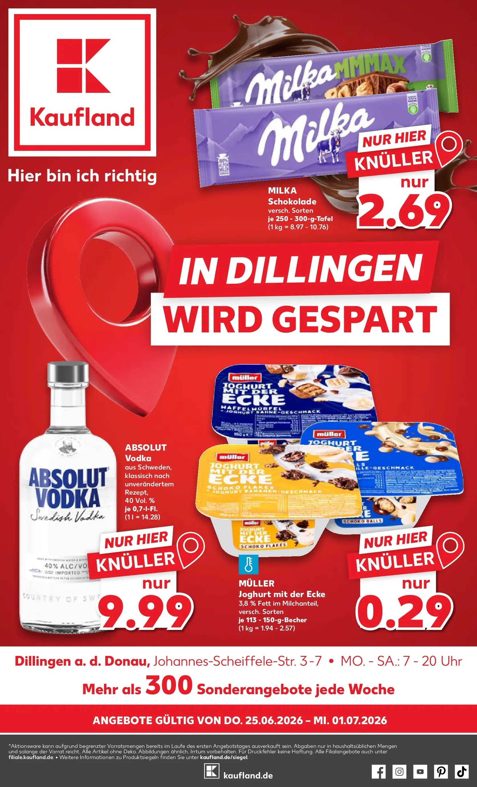 Prospekt Kaufland ab 25.06.2026 » Angebote Online zum Blättern | Seite: 1 | Produkte: Joghurt, Schokolade, Milka, Vodka