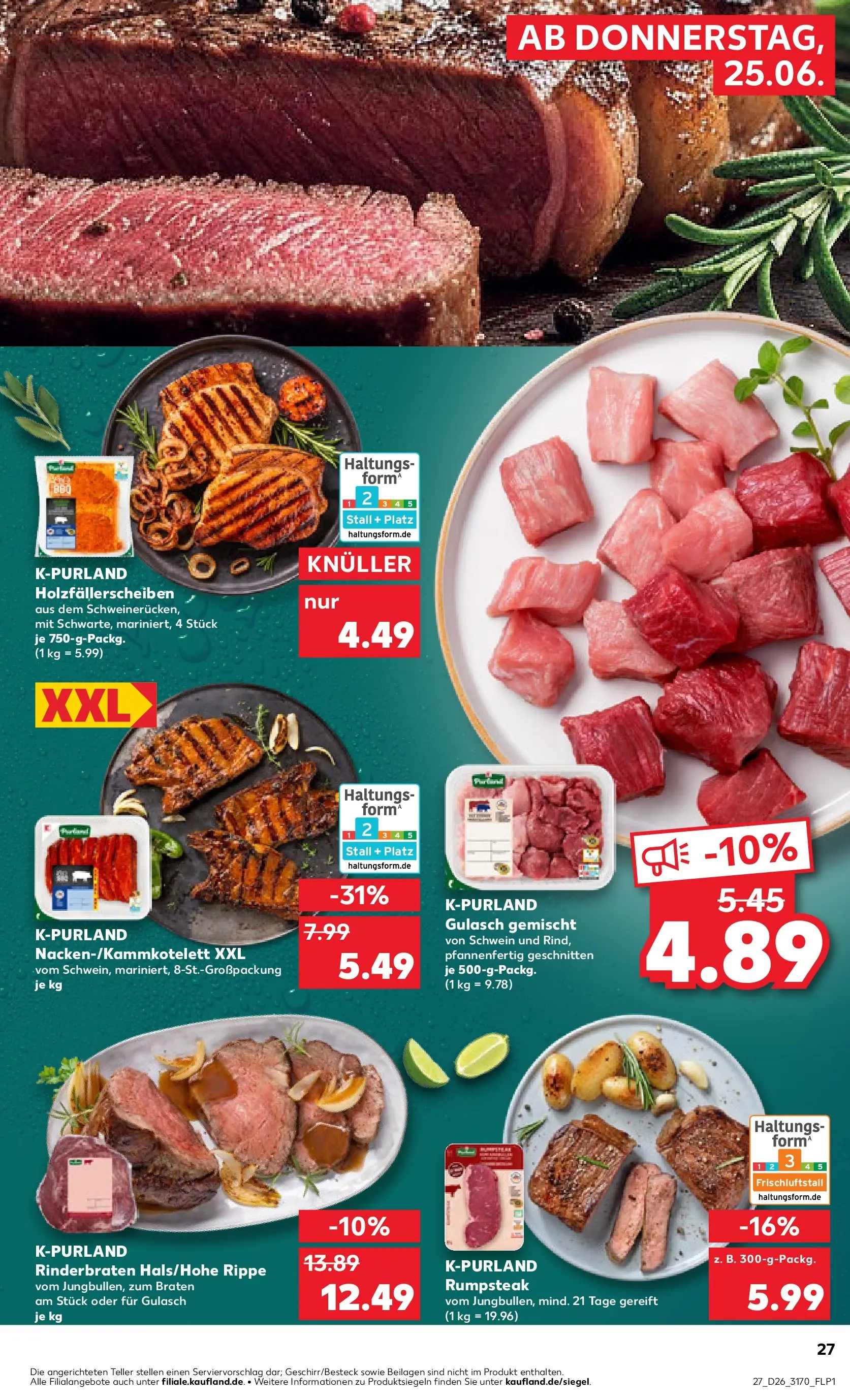 Prospekt Kaufland ab 22.06.2026 » Angebote Online zum Blättern | Seite: 36 | Produkte: Rinderbraten, Rumpsteak, Gulasch, Steak