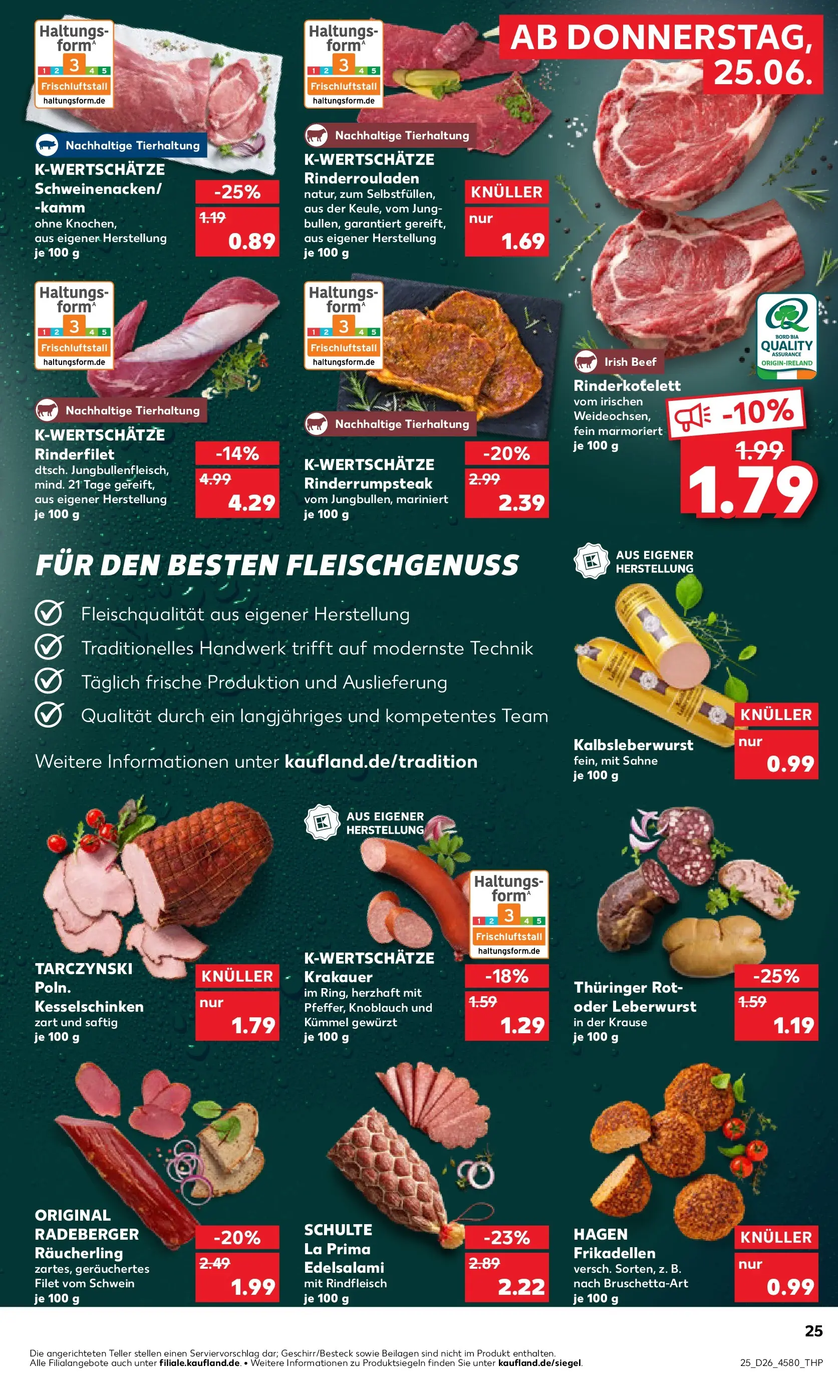 Prospekt Kaufland ab 25.06.2026 » Angebote Online zum Blättern | Seite: 25 | Produkte: Rinderfilet, Knoblauch, Rindfleisch, Sahne