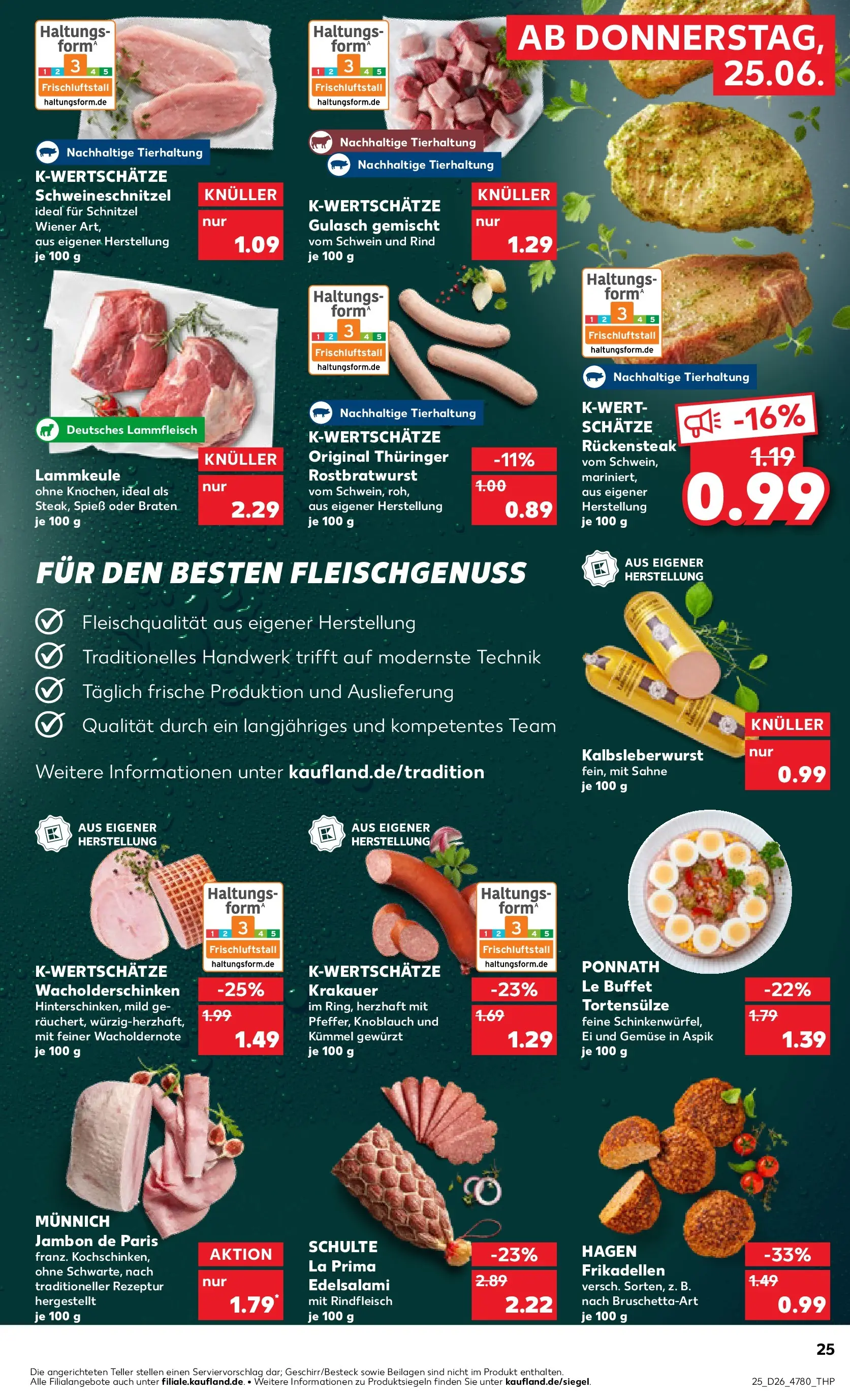 Prospekt Kaufland ab 25.06.2026 » Angebote Online zum Blättern | Seite: 25 | Produkte: Lammkeule, Gulasch, Knoblauch, Rindfleisch