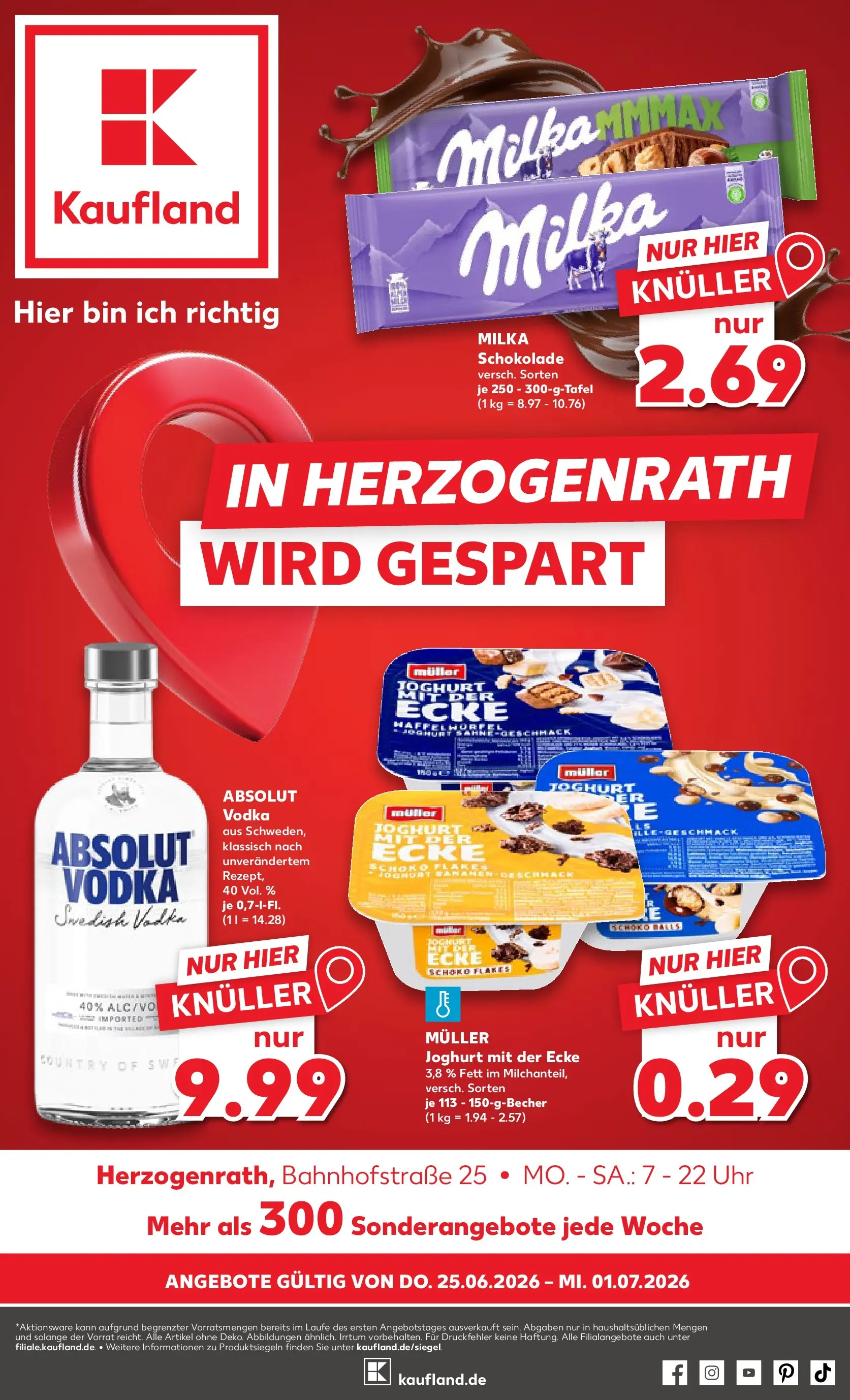 Prospekt Kaufland ab 25.06.2026 » Angebote Online zum Blättern | Seite: 1 | Produkte: Milka schokolade, Milka, Vodka, Uhr
