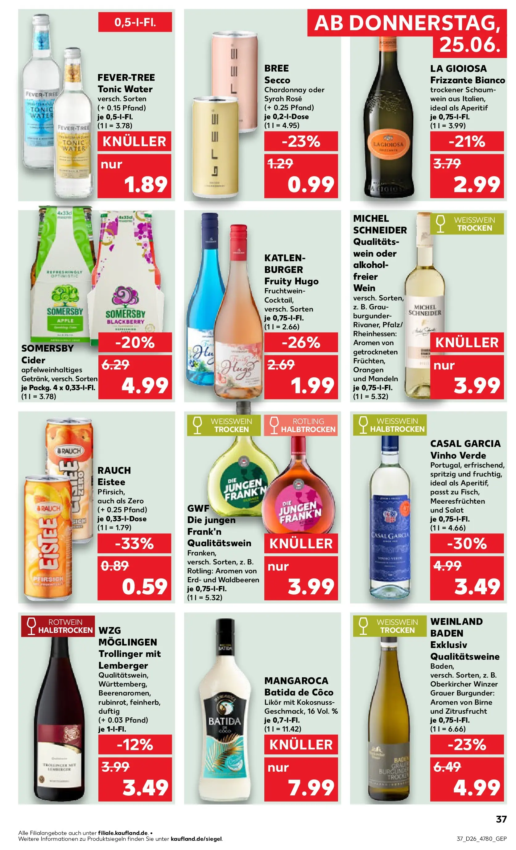 Prospekt Kaufland ab 25.06.2026 » Angebote Online zum Blättern | Seite: 37 | Produkte: Weißwein, Rotwein, Orangen, Mandeln