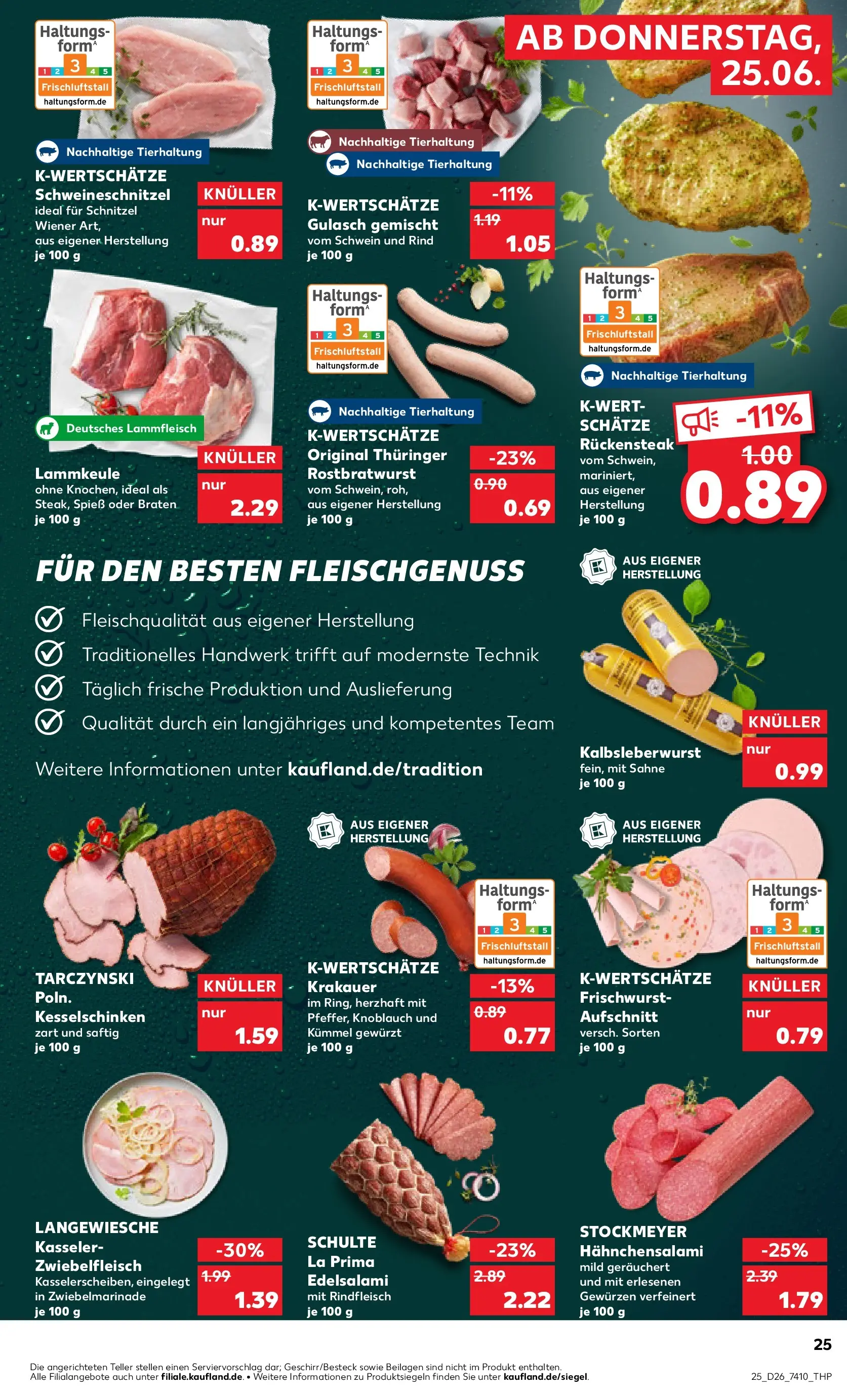 Prospekt Kaufland ab 25.06.2026 » Angebote Online zum Blättern | Seite: 25 | Produkte: Schnitzel, Gulasch, Knoblauch, Rindfleisch