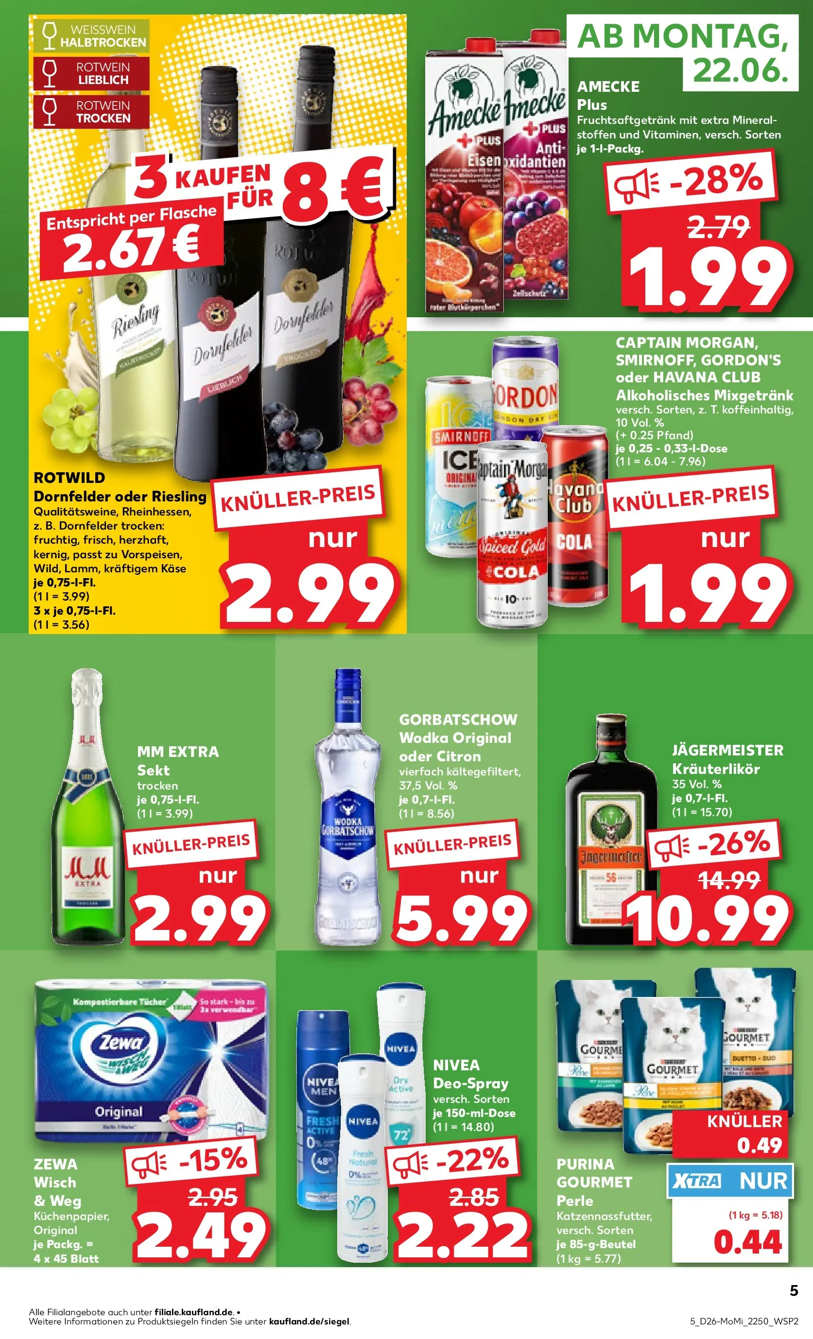 Prospekt Kaufland ab 22.06.2026 ยป Angebote und Werbung Online | Seite: 5 | Produkte: Cola, Smirnoff, Deospray, Wodka gorbatschow Prospekt Kaufland ab 22.06.2026 ยป Angebote Online zum Blรคttern | Seite: 5 | Produkte: Cola, Smirnoff, Deospray, Wodka gorbatschow