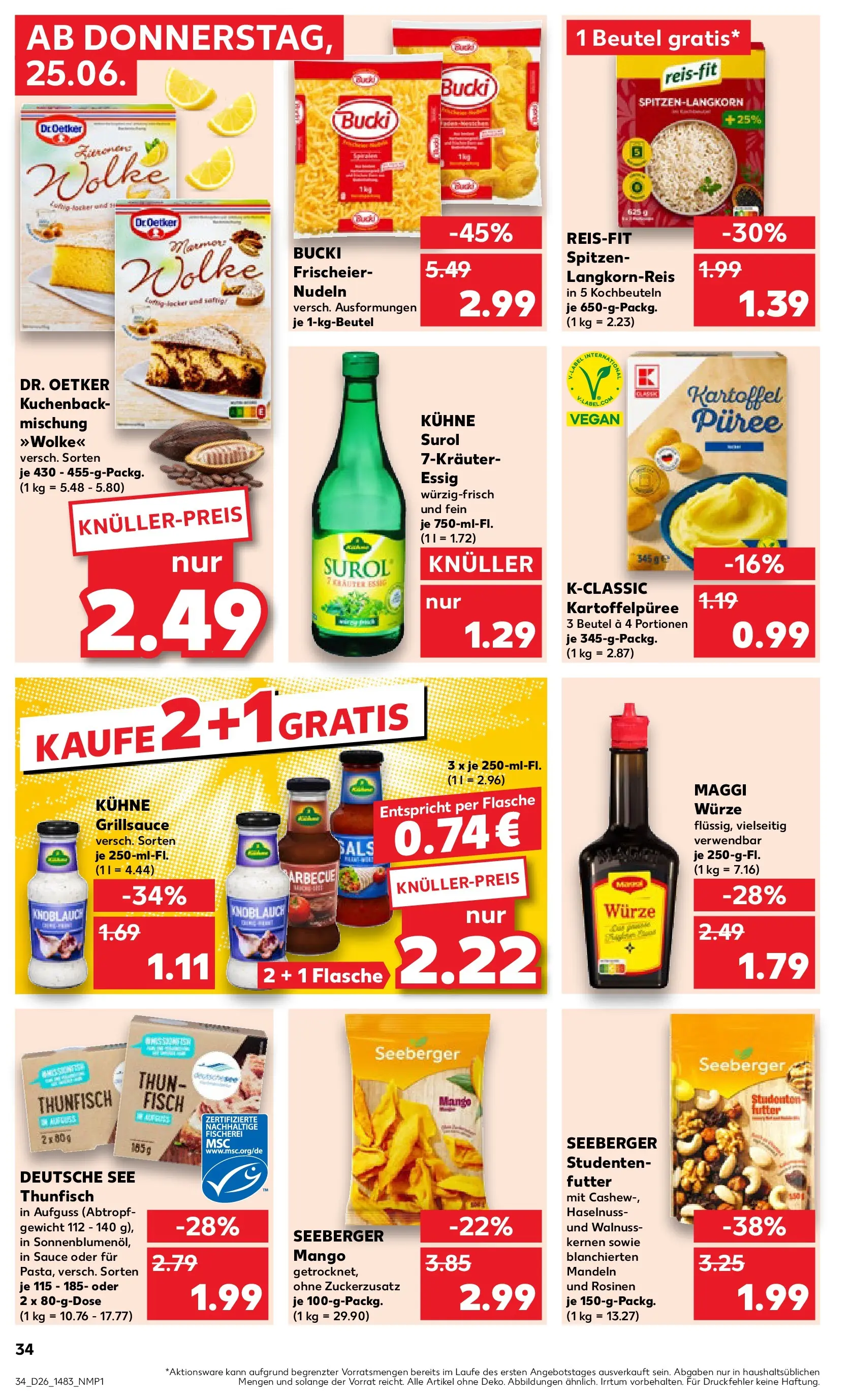 Prospekt Kaufland ab 22.06.2026 » Angebote Online zum Blättern | Seite: 43 | Produkte: Gewicht, Thunfisch, Essig, Zitronen