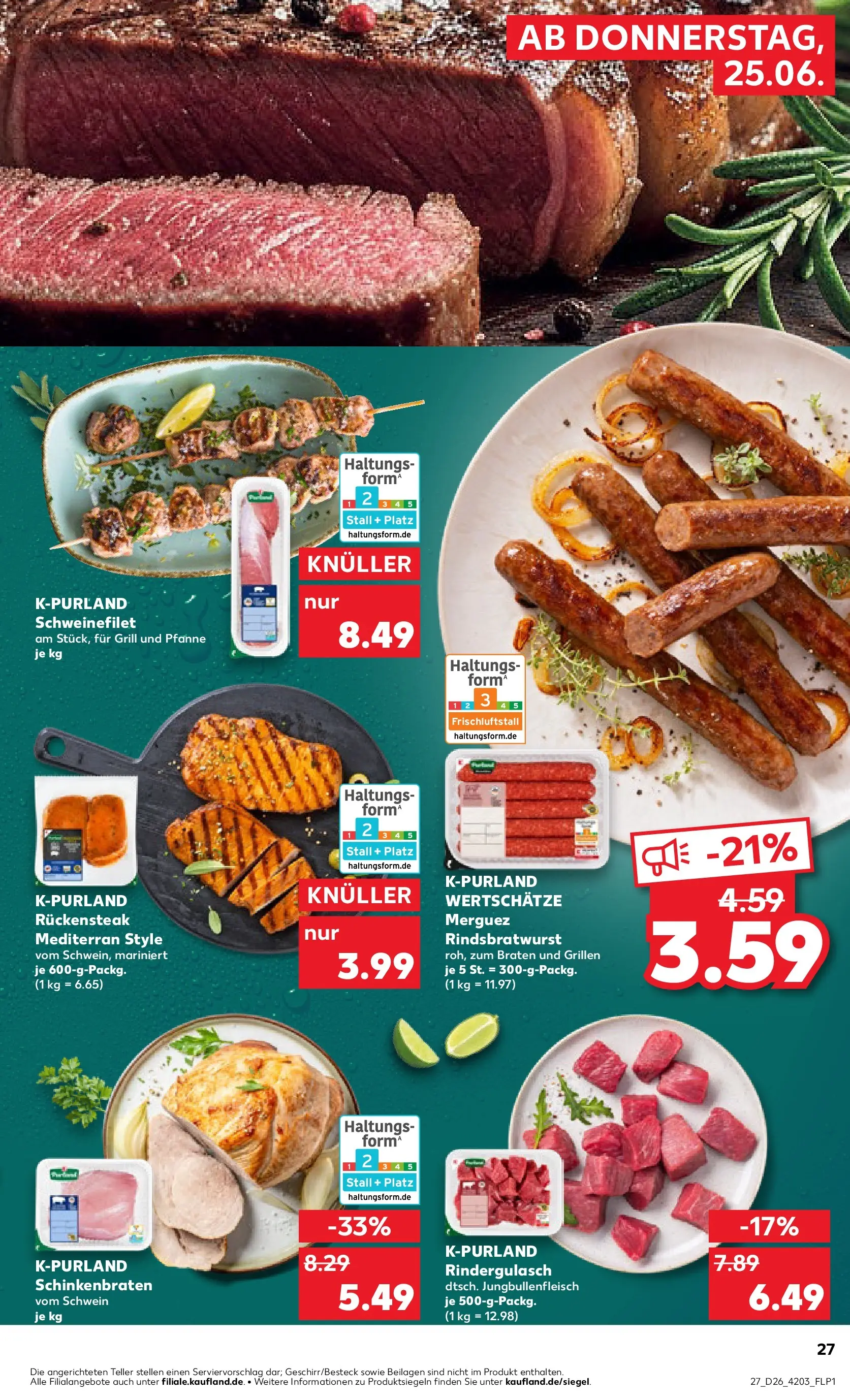 Prospekt Kaufland ab 22.06.2026 » Angebote Online zum Blättern | Seite: 36 | Produkte: Grill, Rindergulasch, Schweinefilet, Steak