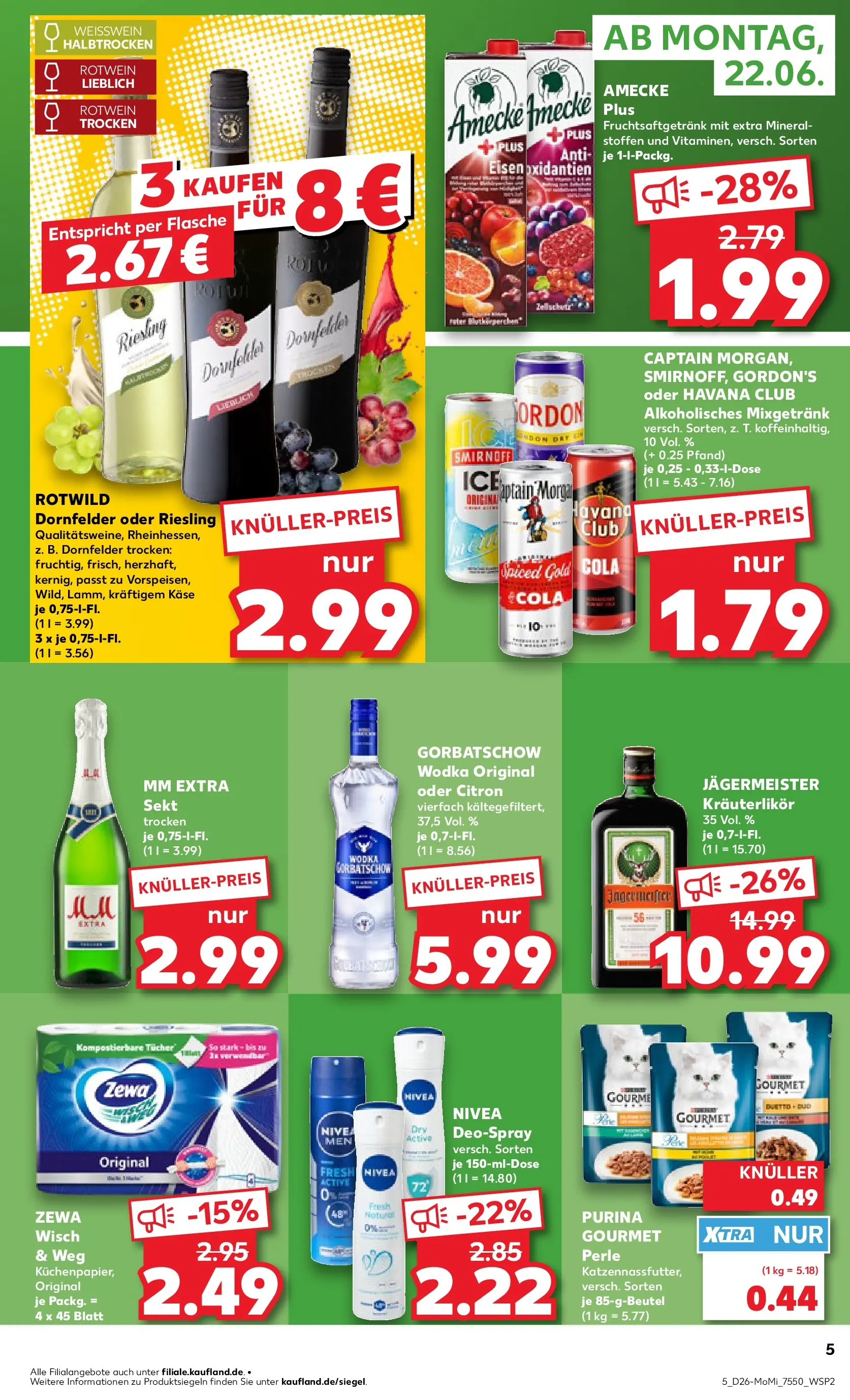 Prospekt Kaufland ab 22.06.2026 ยป Angebote und Werbung Online | Seite: 5 | Produkte: Jรคgermeister, Deospray, Vodka, Wodka Prospekt Kaufland ab 22.06.2026 ยป Angebote Online zum Blรคttern | Seite: 5 | Produkte: Jรคgermeister, Deospray, Vodka, Wodka