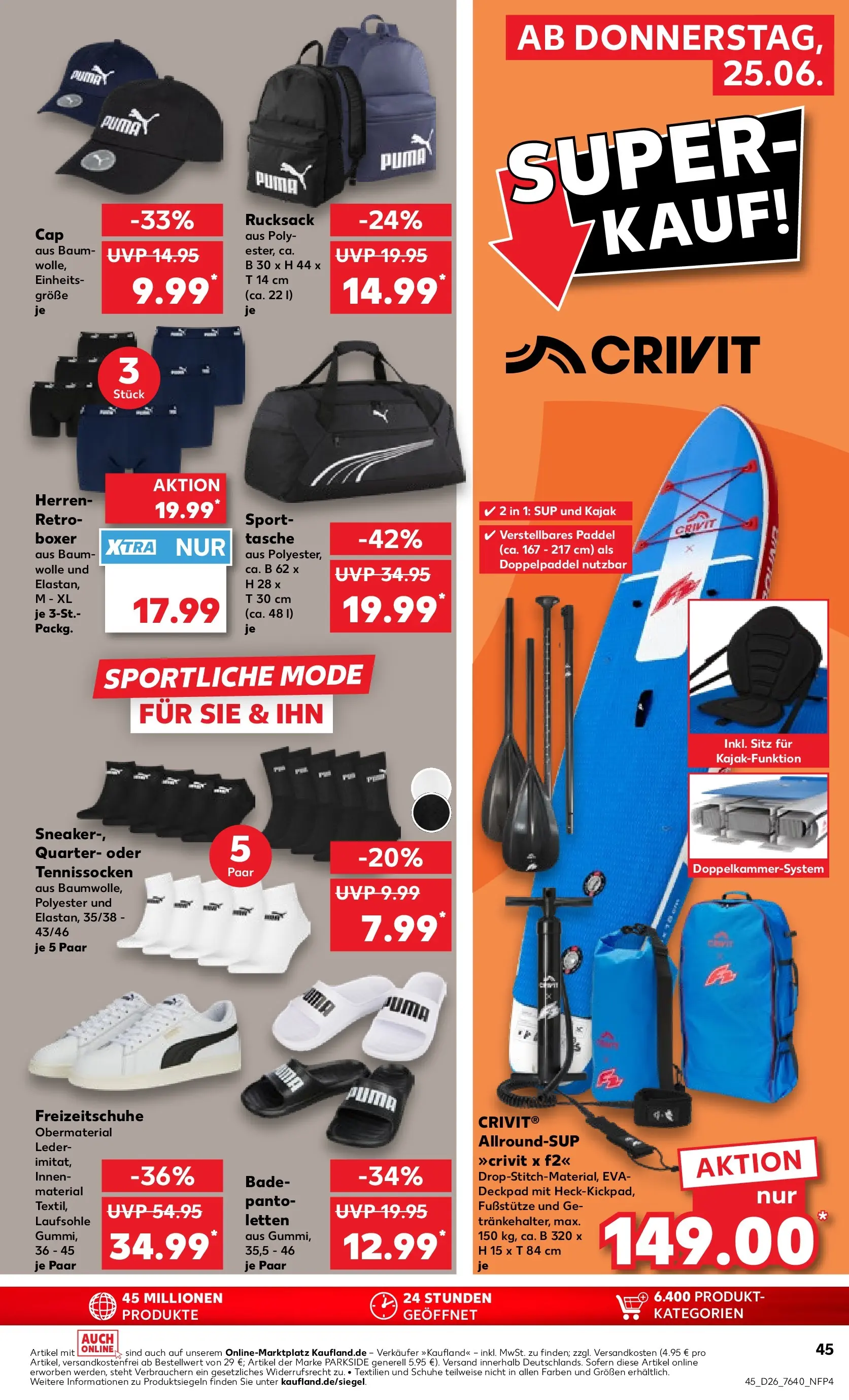 Prospekt Kaufland ab 22.06.2026 ยป Angebote und Werbung Online | Seite: 62 | Produkte: Tasche, SUP, Boxer, Rucksack Prospekt Kaufland ab 22.06.2026 ยป Angebote Online zum Blรคttern | Seite: 62 | Produkte: Tasche, SUP, Boxer, Rucksack